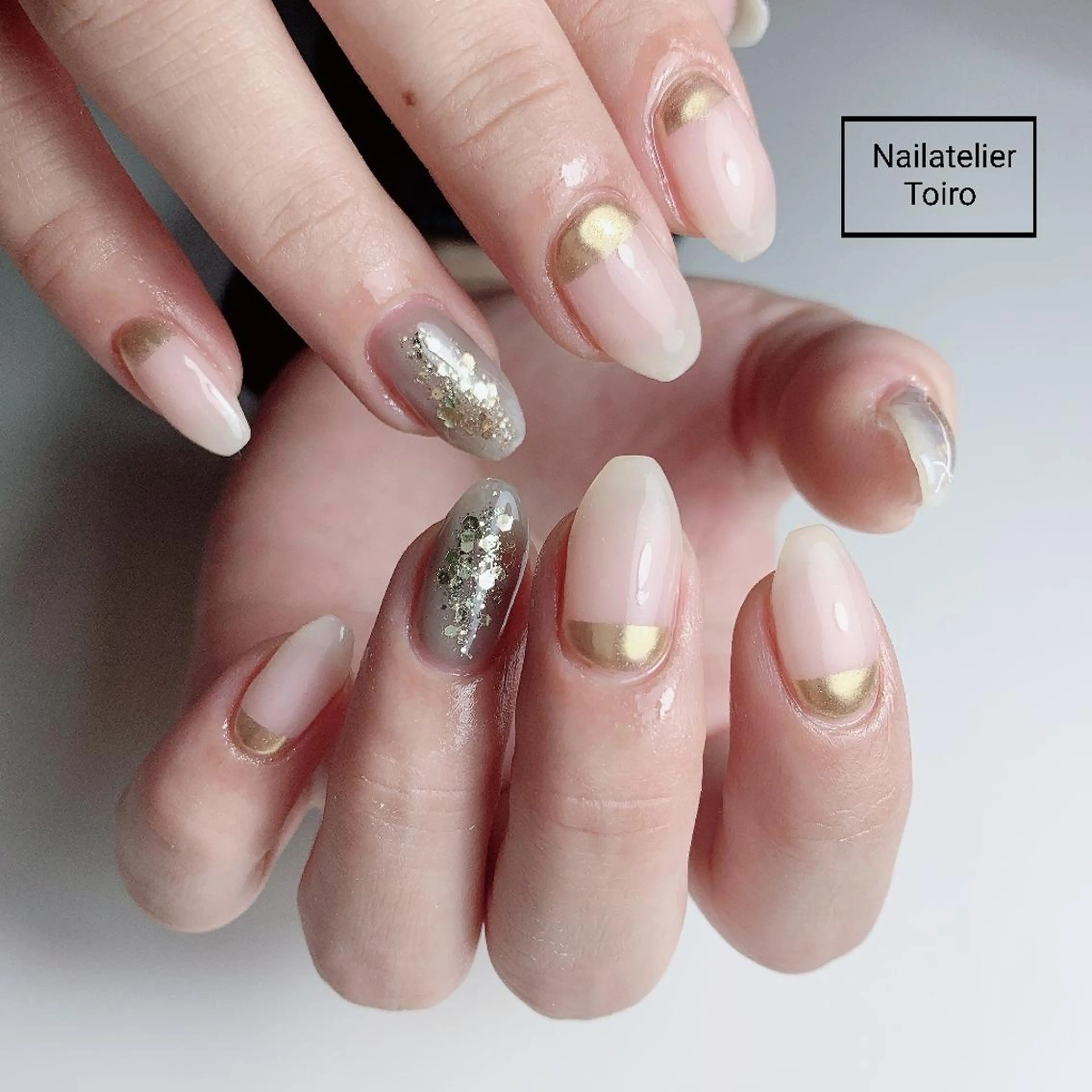 セミロング ネイル ニュアンスネイル スクエアネイル ☺︎山部 志麻☺︎のネイルデザイン