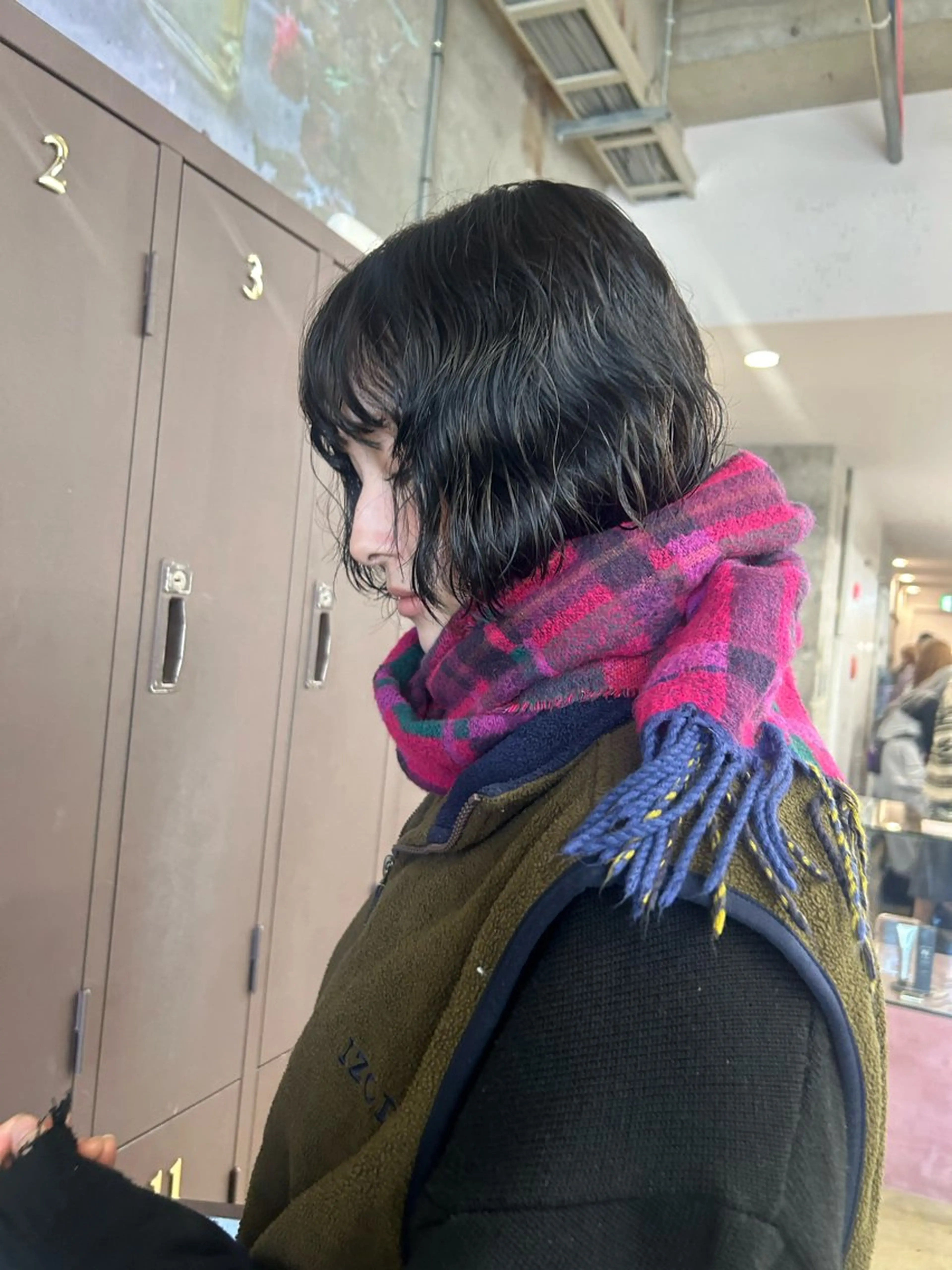 ミディアム カラー パーマ ミディアムパーマ ボブ カット ヘアカラー パーマ 小川真歩/パーマ /暖色オリーブのヘアスタイル