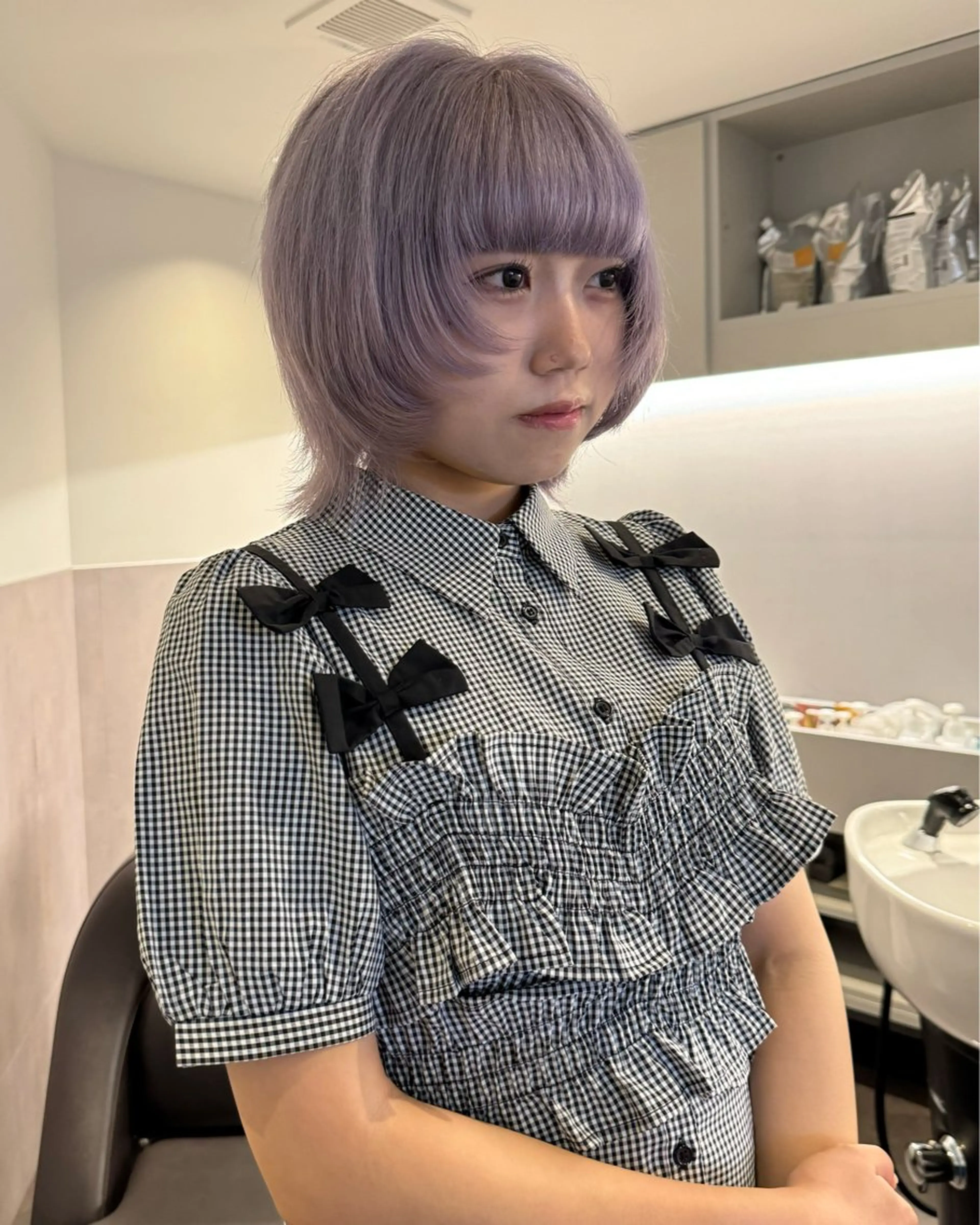 ショート カラー ブリーチ ハイトーンカラー ラベンダーカラー カット ヘアカラー トリートメント RAIMA ハイトーン/レイヤーのヘアスタイル