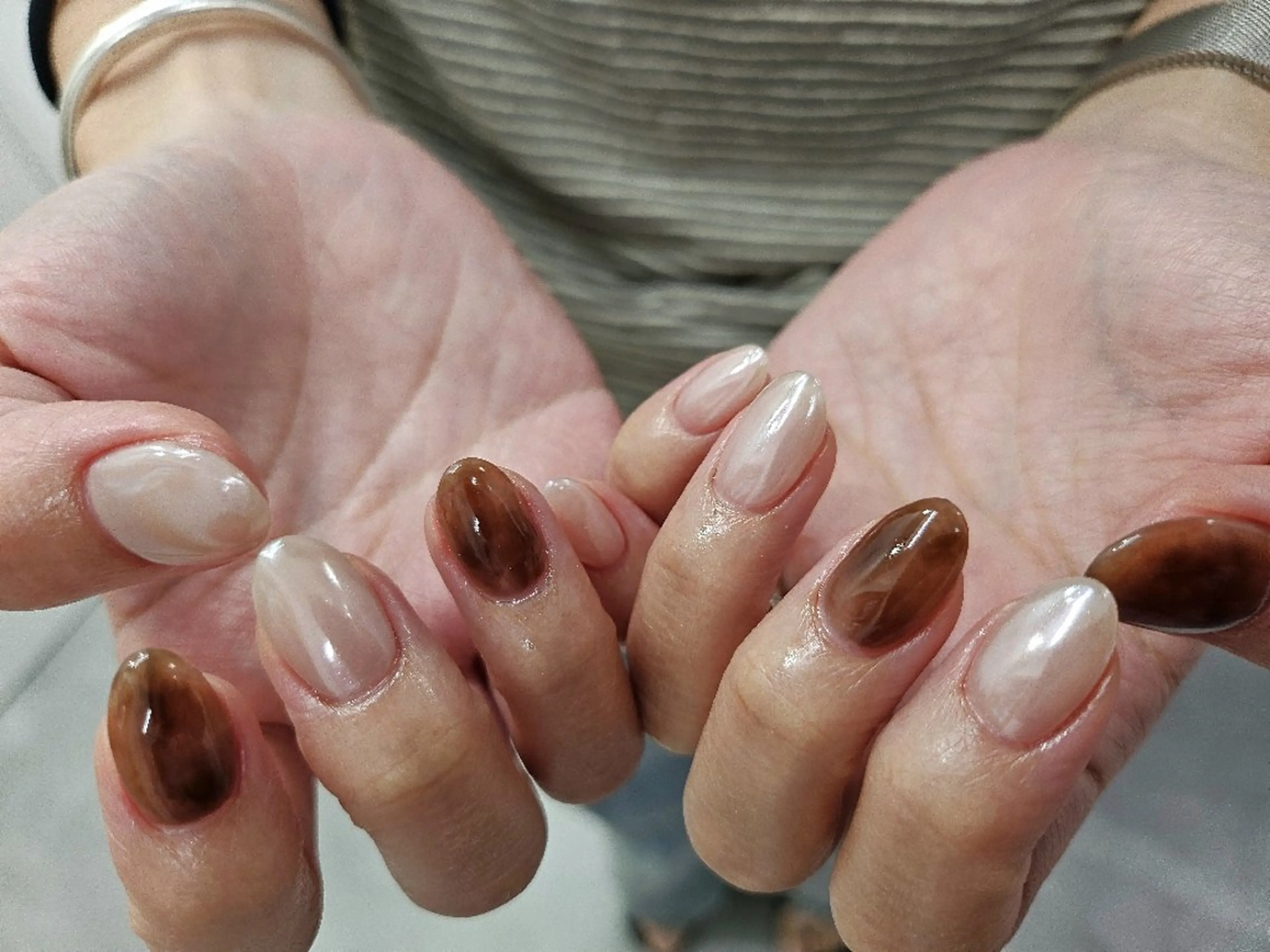 ネイル オーロラネイル べっ甲ネイル ジェルネイル 持ち込み ニュアンスネイル ハンドネイル puku nail 🌼kazu🌼のネイルデザイン