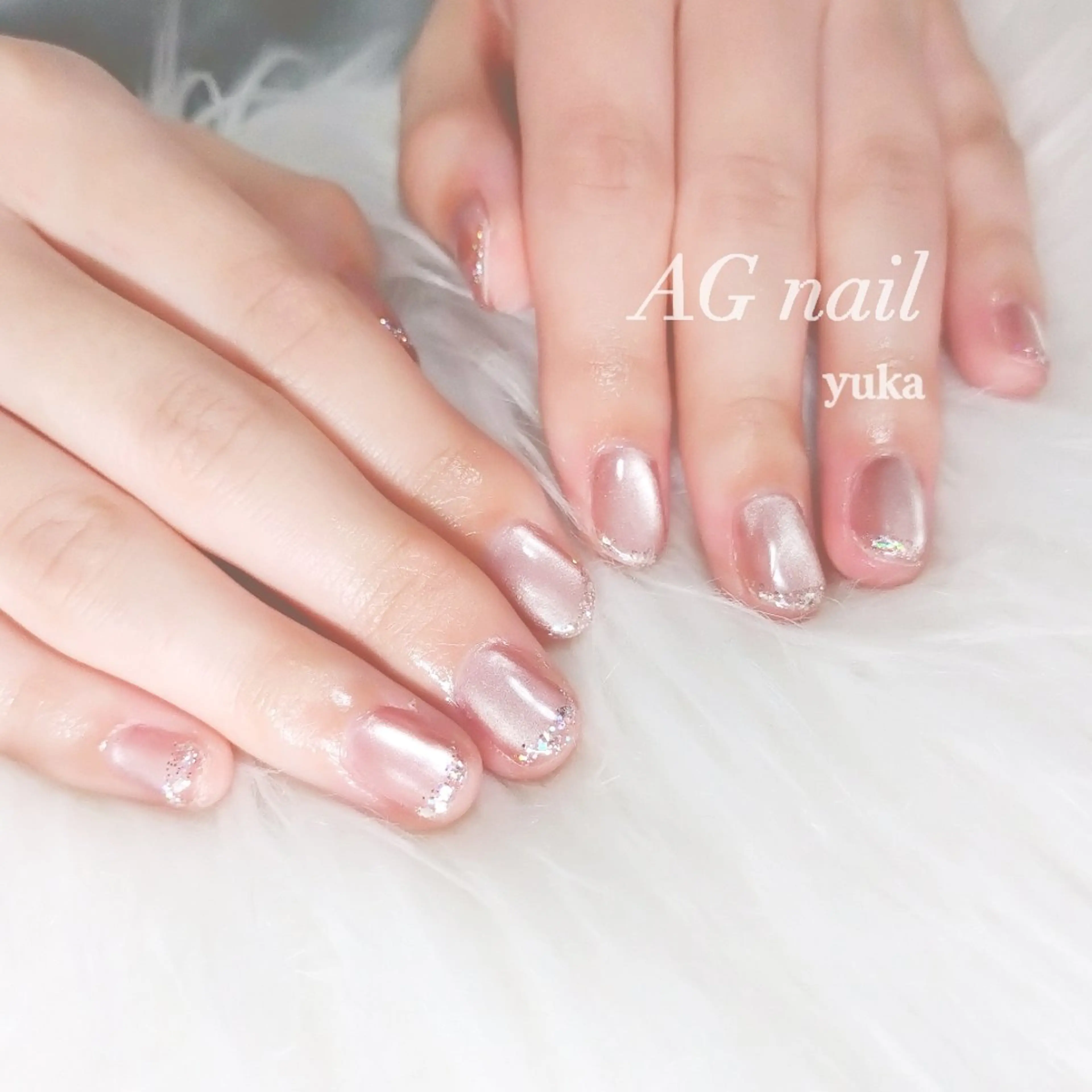 ネイル ラメ(グリッター) マグネットネイル ハンドネイル AG nail 〚　yuka　〛のネイルデザイン