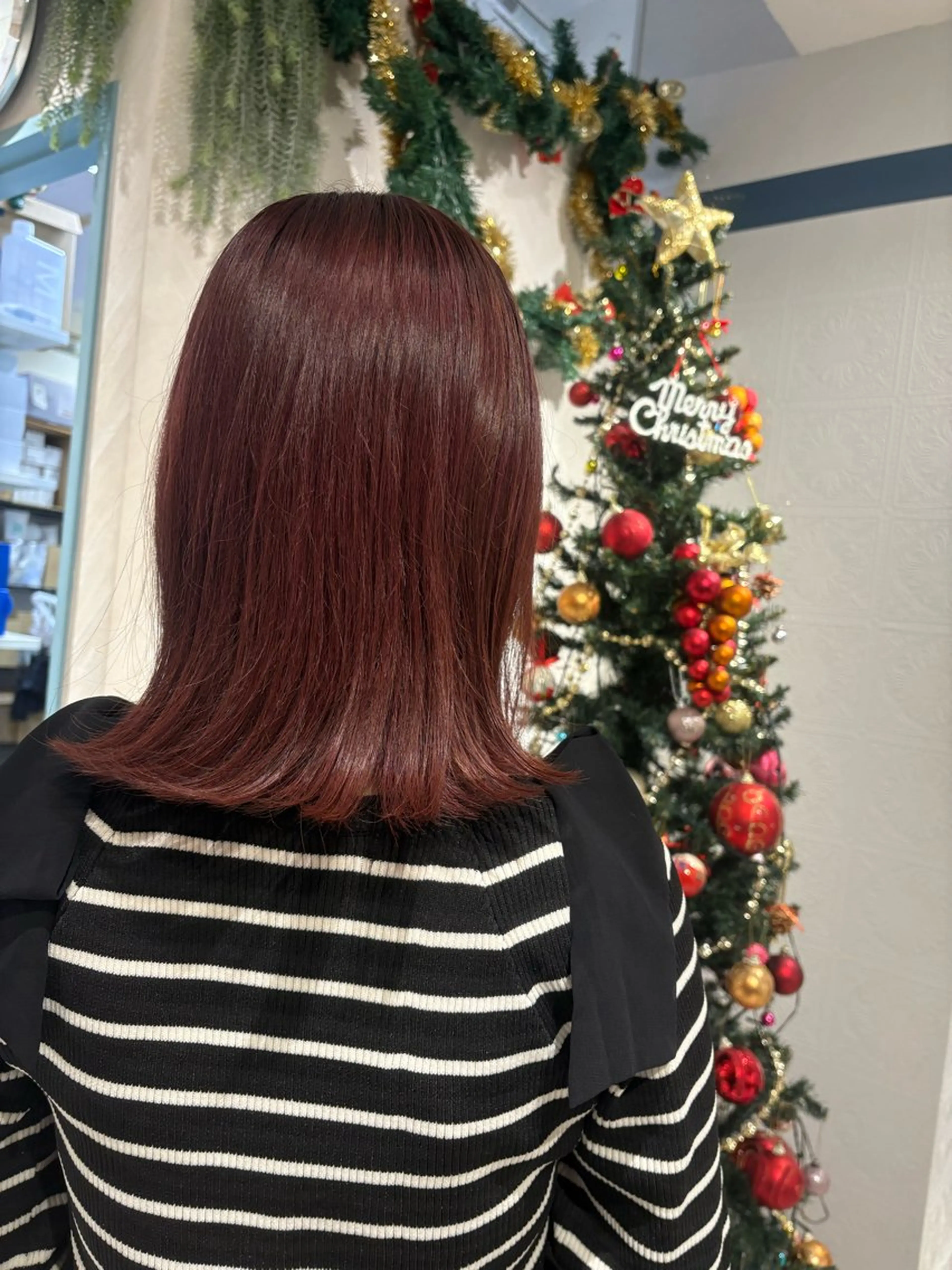 ミディアム カラー ブラウンカラー ピンクカラー ピンクブラウン うらの あやかのヘアスタイル