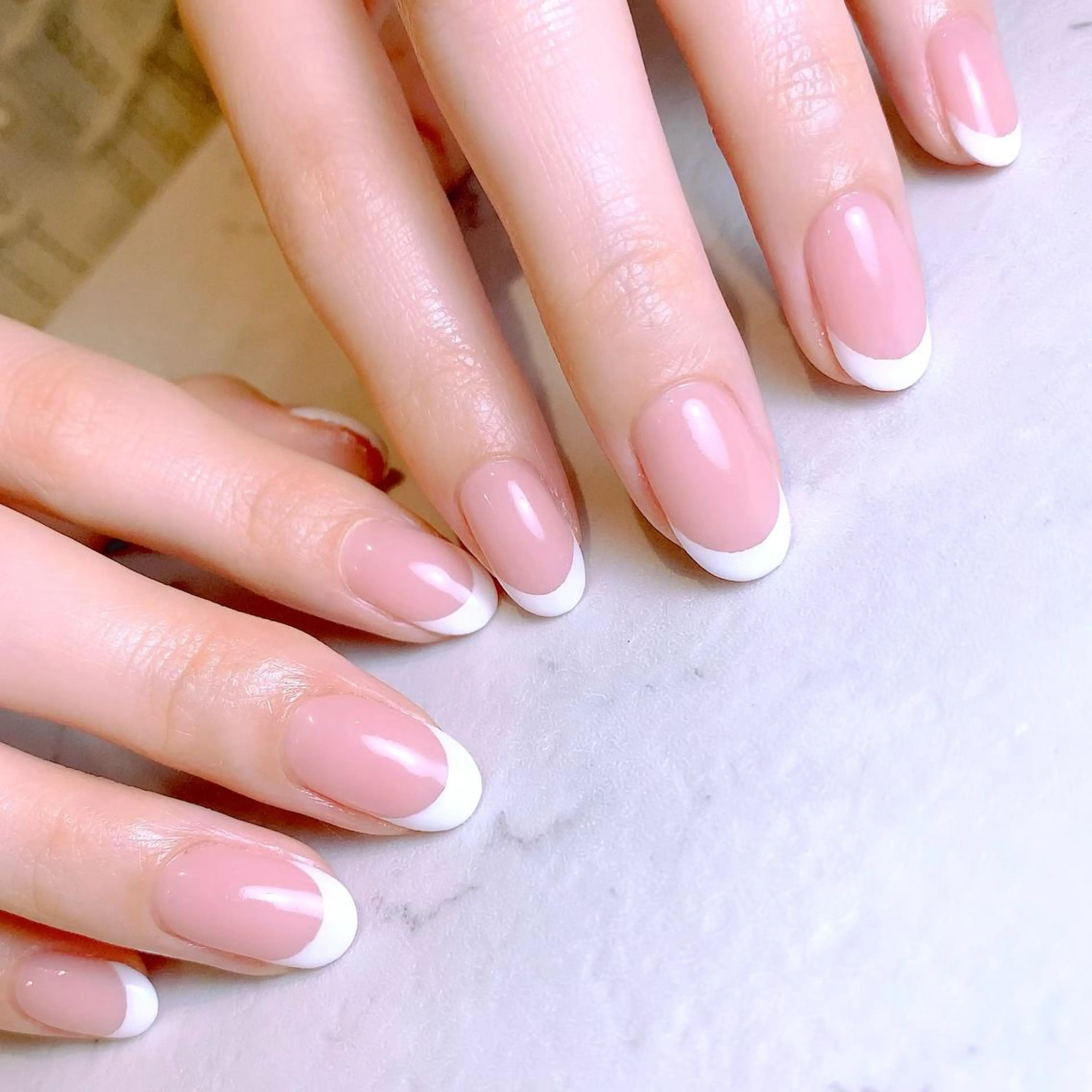 ネイル フレンチネイル ピンク ピンクベージュ プライベートサロン Rのネイルデザイン