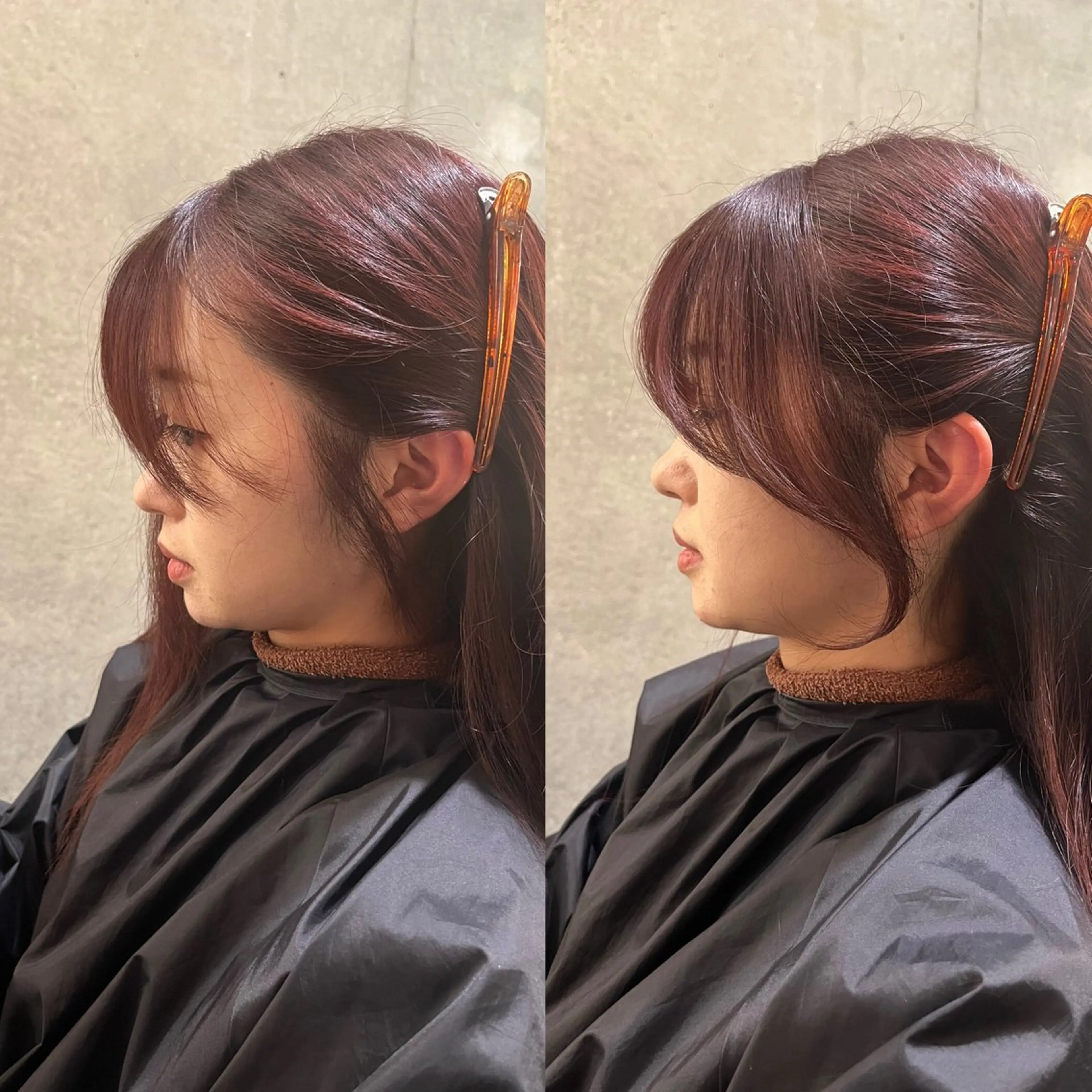 セミロング 韓国風カラー ボブ くびれヘア 顔まわりレイヤー 顔周りカット 韓国ヘア特化🇰🇷 心斎橋【ユリカ】のヘアスタイル