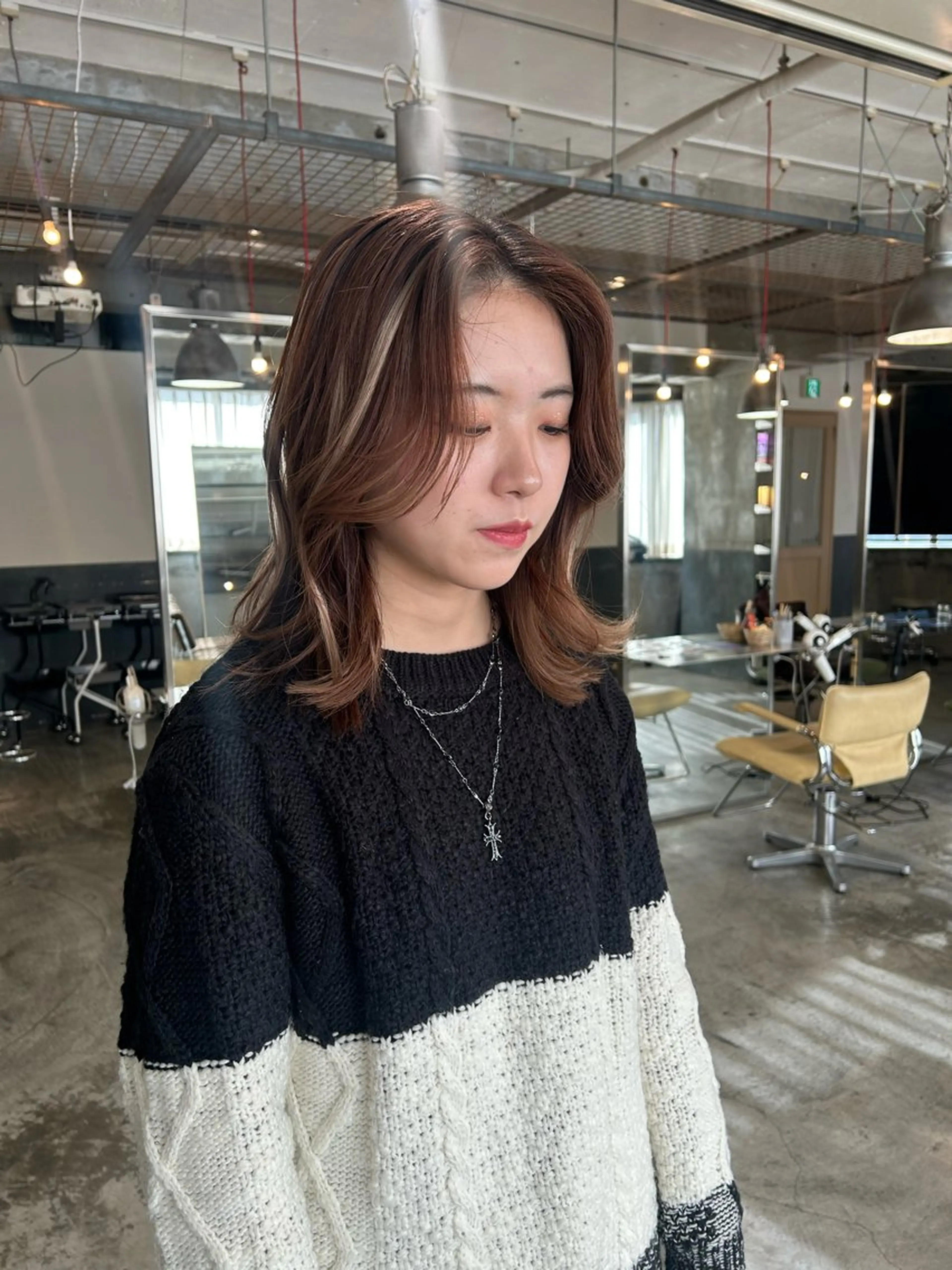 ミディアム カラー ハイライトカラー エクステ ハイライト エクステ ショートカット募集中 /NAGISAのヘアスタイル