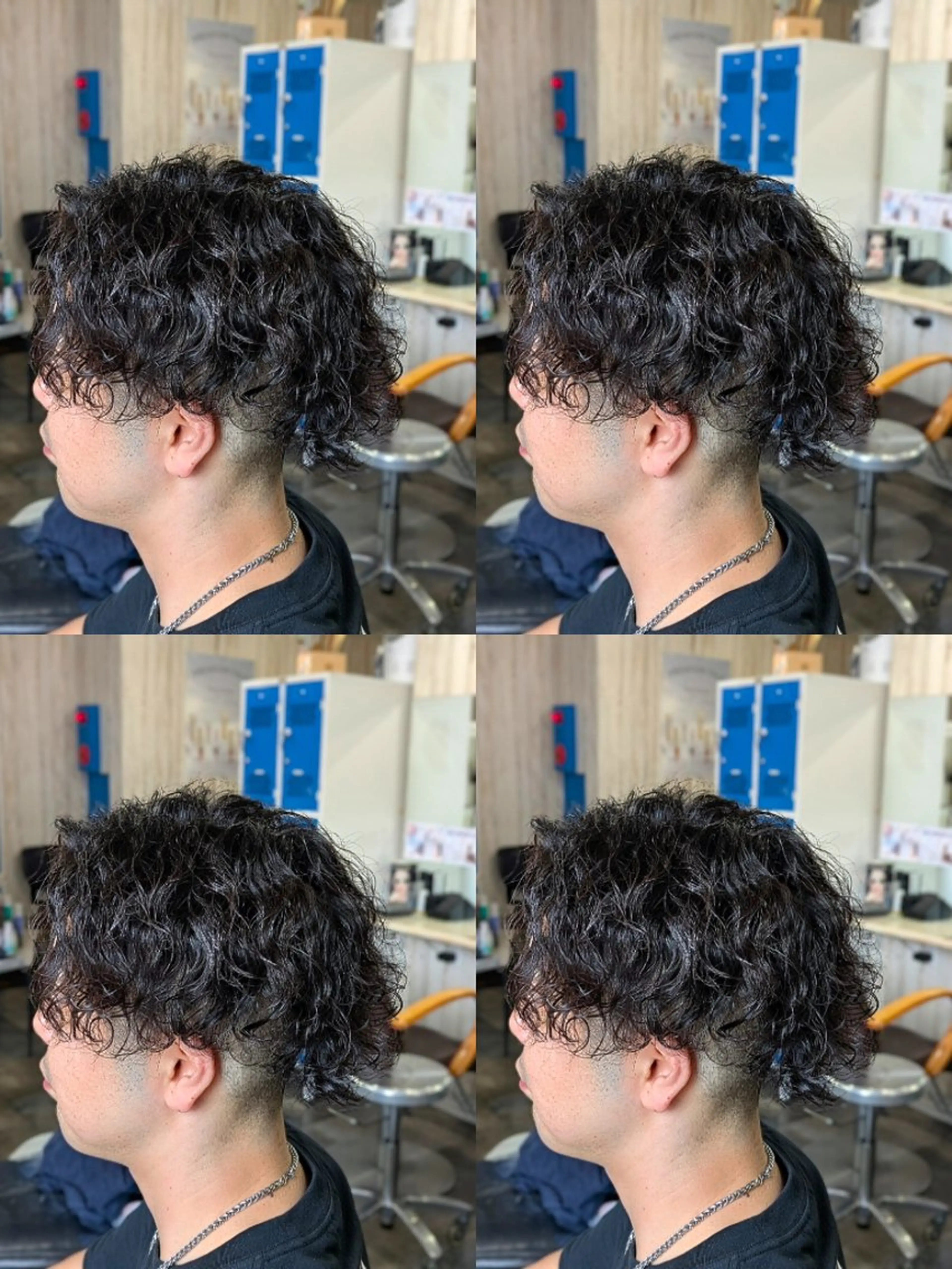 パーマ メンズ アップバング センターパート フェードカット メンズ韓国風 韓国マッシュ カット パーマ トリートメント メンズパーマ/顔周り レイヤー店長えのもとのヘアスタイル
