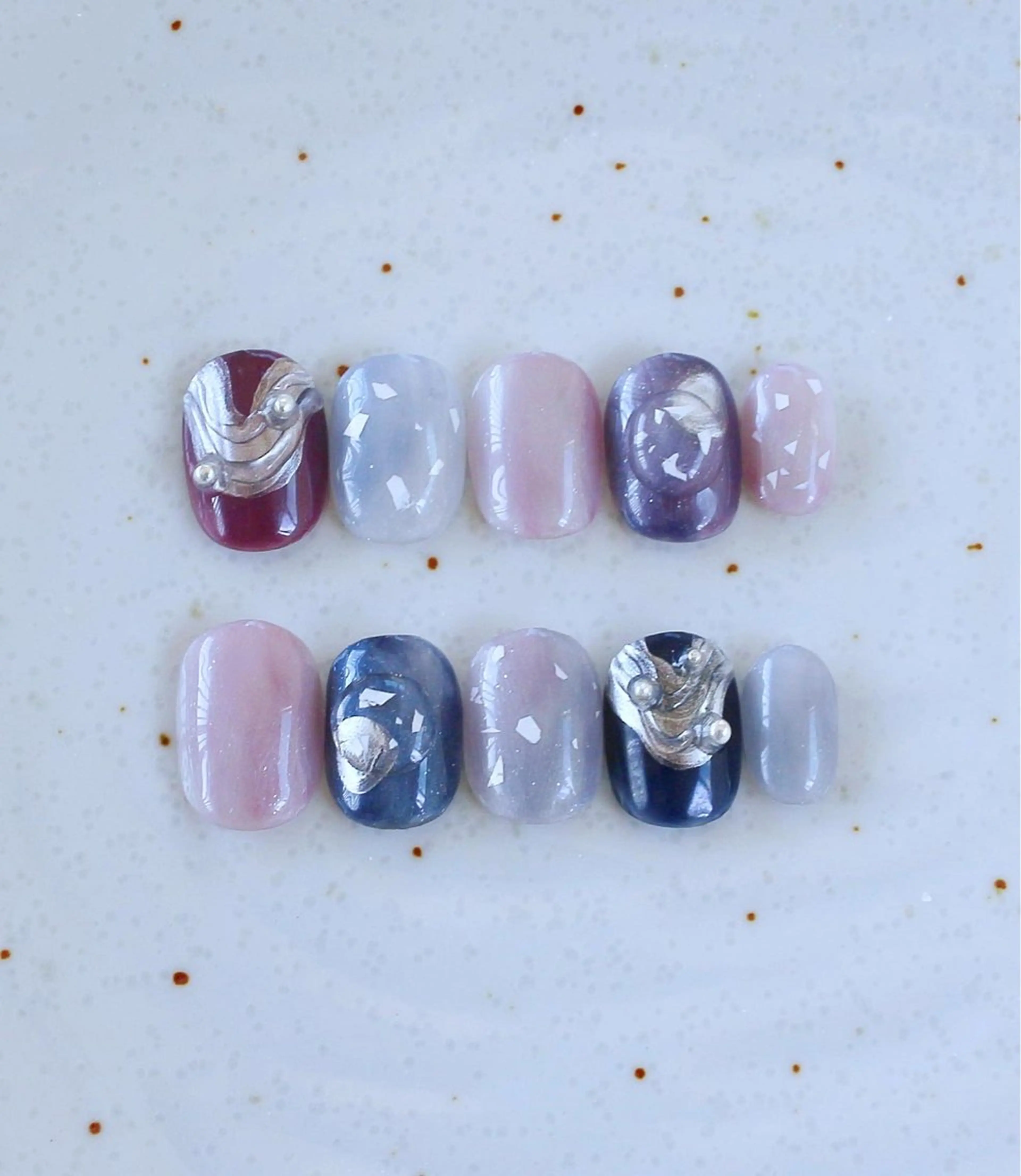 ネイル ブルー ニュアンスネイル シルバー 冬ネイル クリスマス Baku Nailsのネイルデザイン