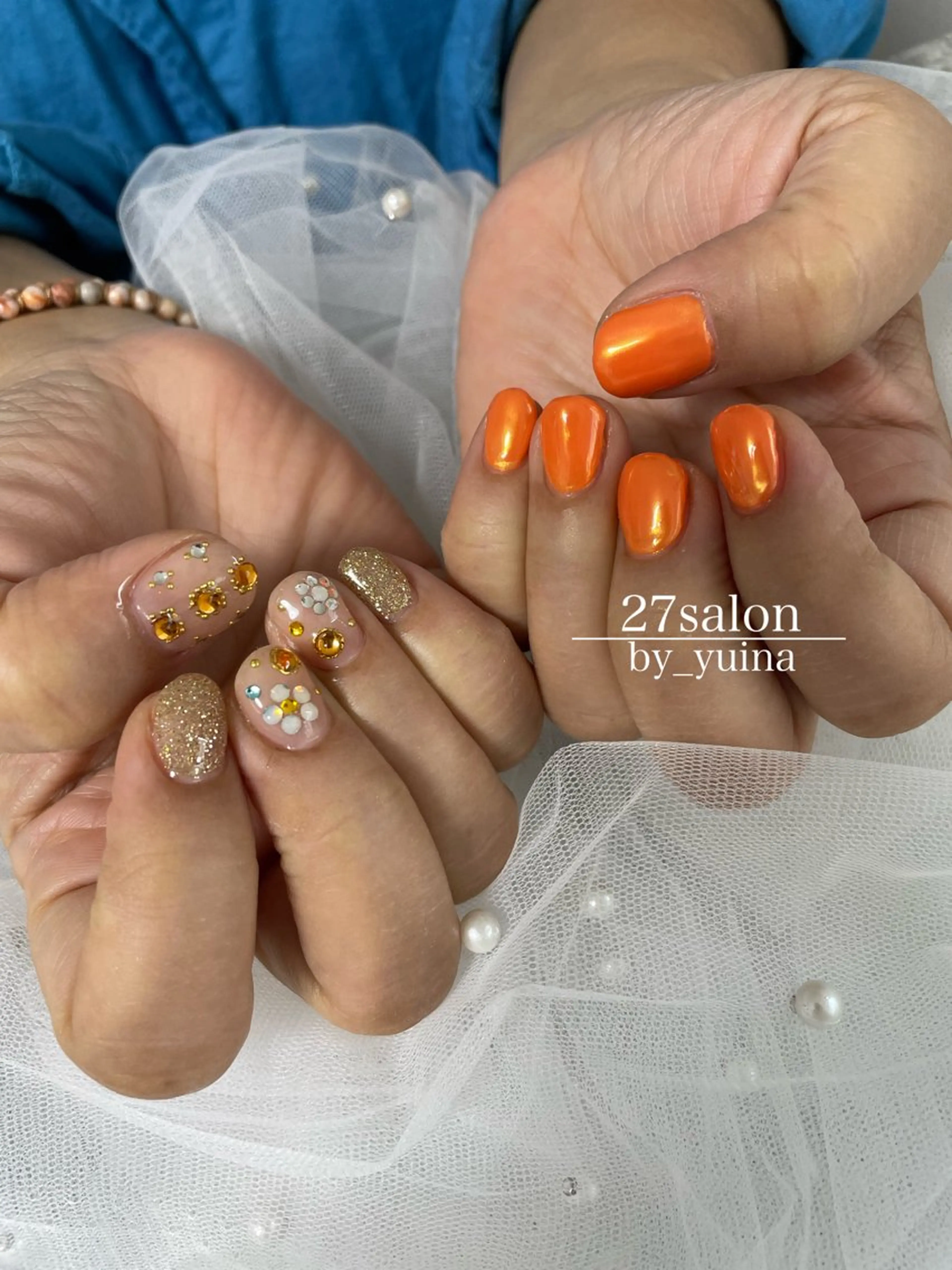 ネイル オレンジ 27salon yuinaのネイルデザイン