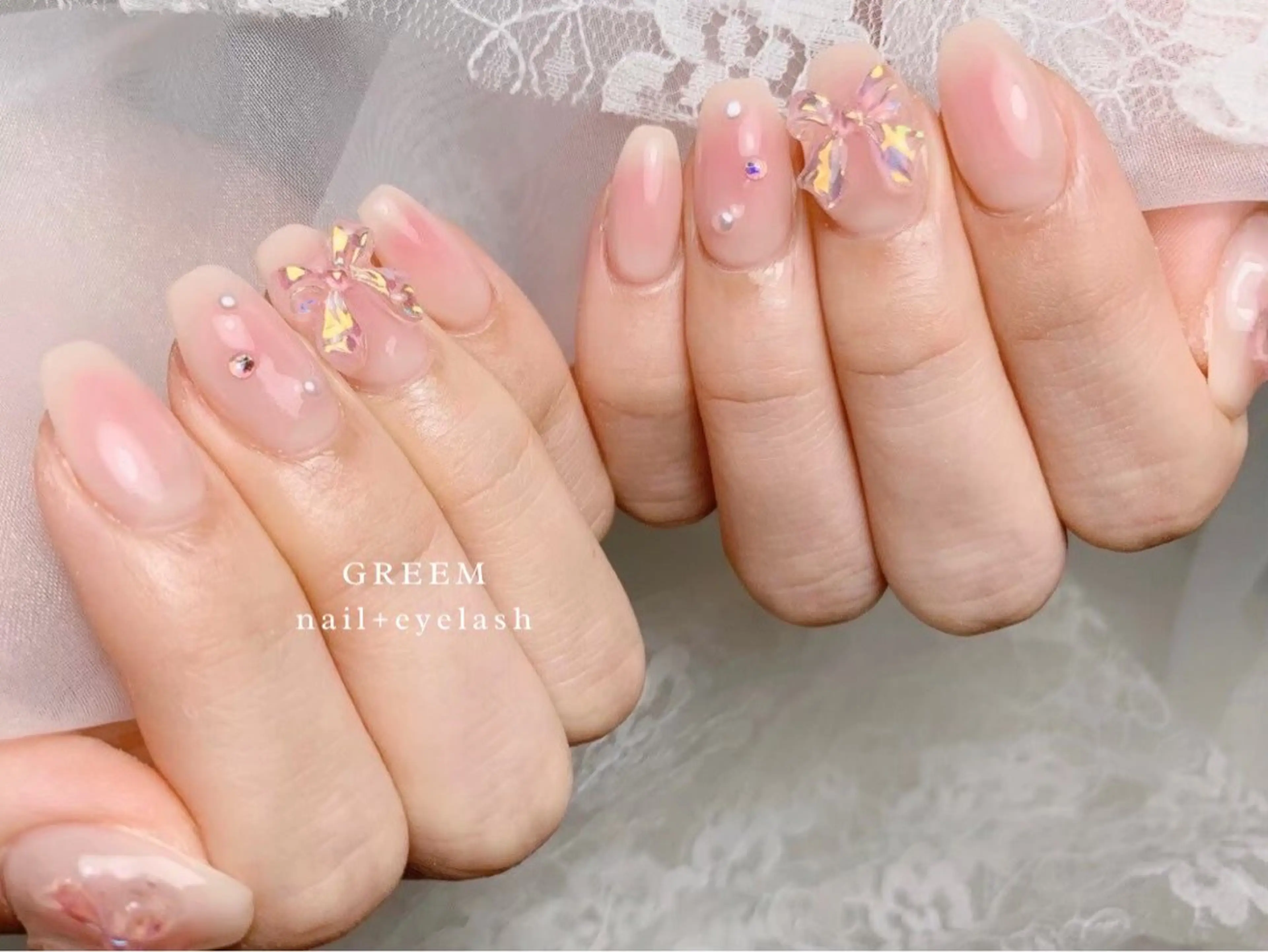 ネイル チークネイル ピンク ハンドネイル GREEM グリームのネイルデザイン