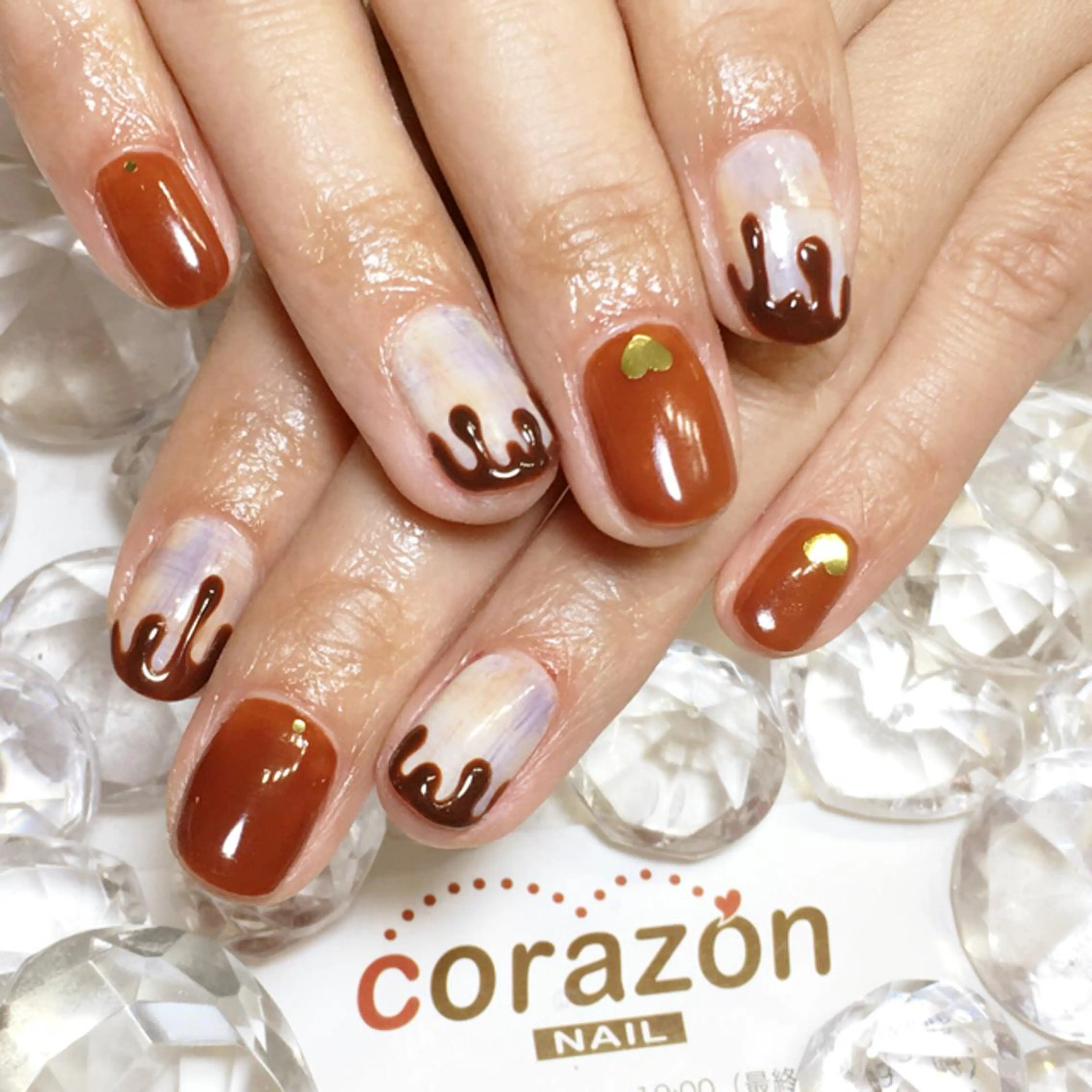 ネイル ブルー ゴールド ハート バレンタイン 黄色 corazon所属・ネイリスト aicoのネイルデザイン