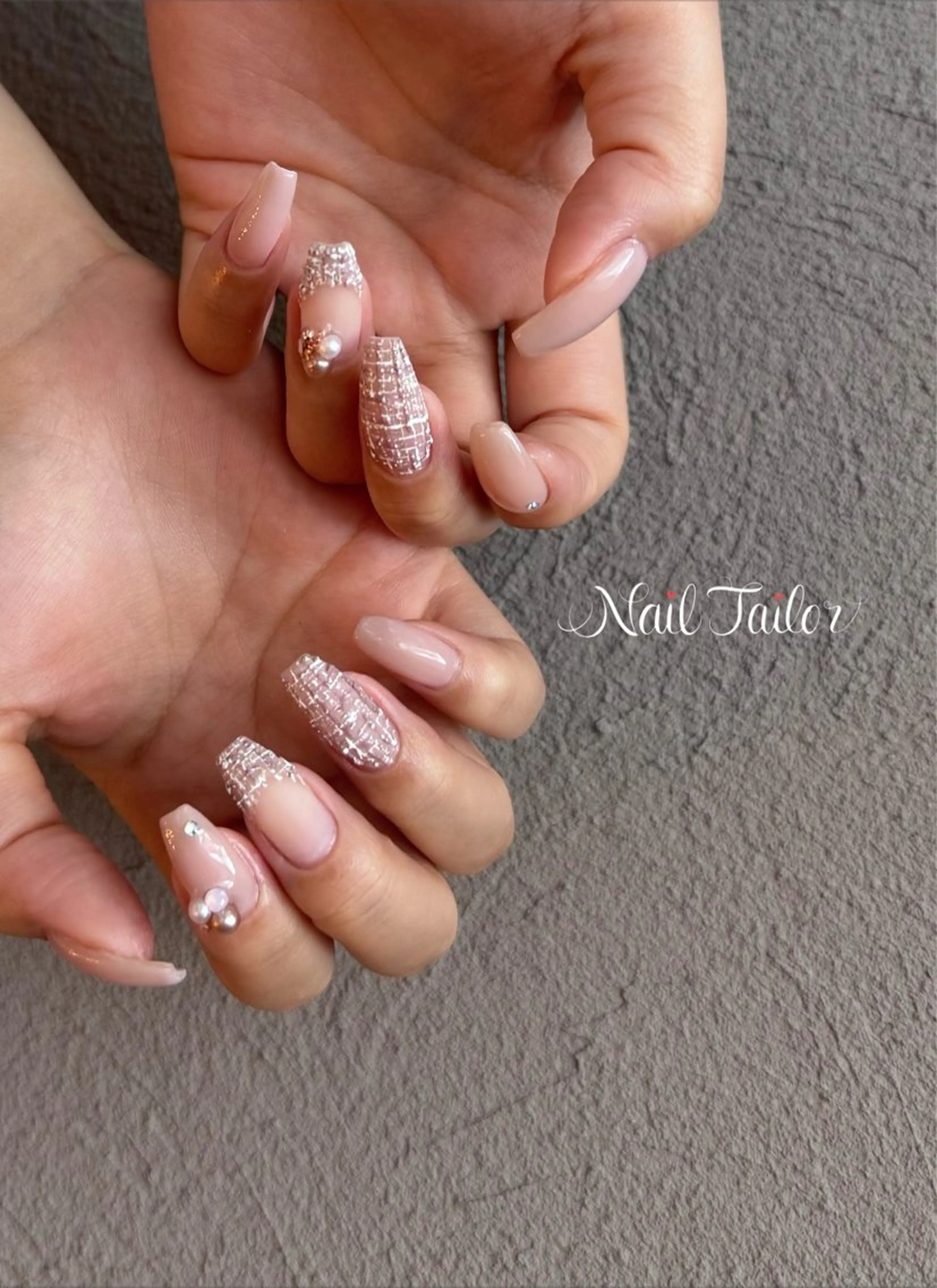ネイル オフィスネイル ツイードネイル 冬ネイル ハンドネイル 〜Nail Tailor〜　ネイルテイラー所属・NailTailor ネイルテイラーのネイルデザイン