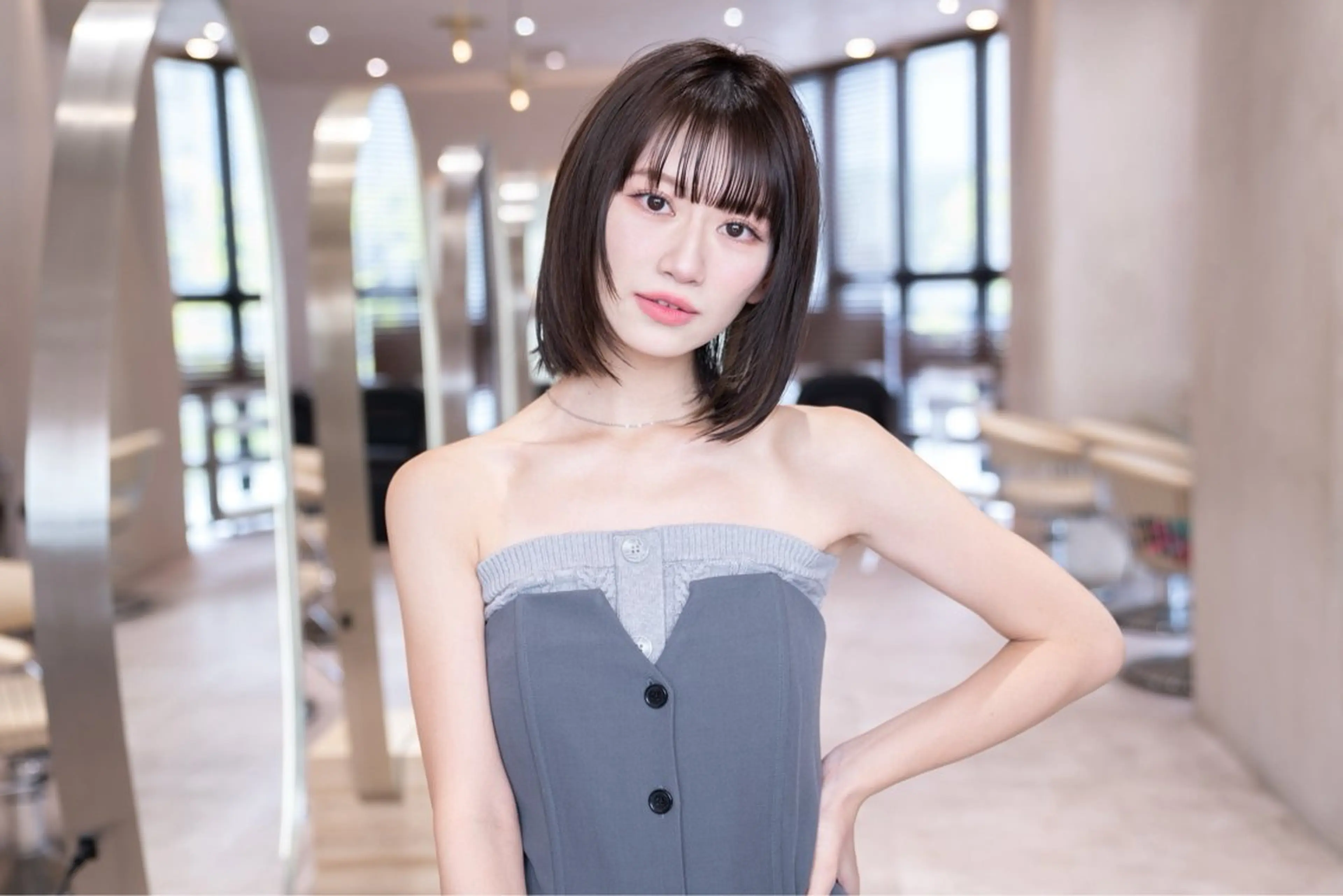 ショート ボブ 顔まわりレイヤー レイヤーカット カット トリートメント ヘッドスパ ヘアセット 新宿/透明感カラー ×艶髪TR/SAYAのヘアスタイル