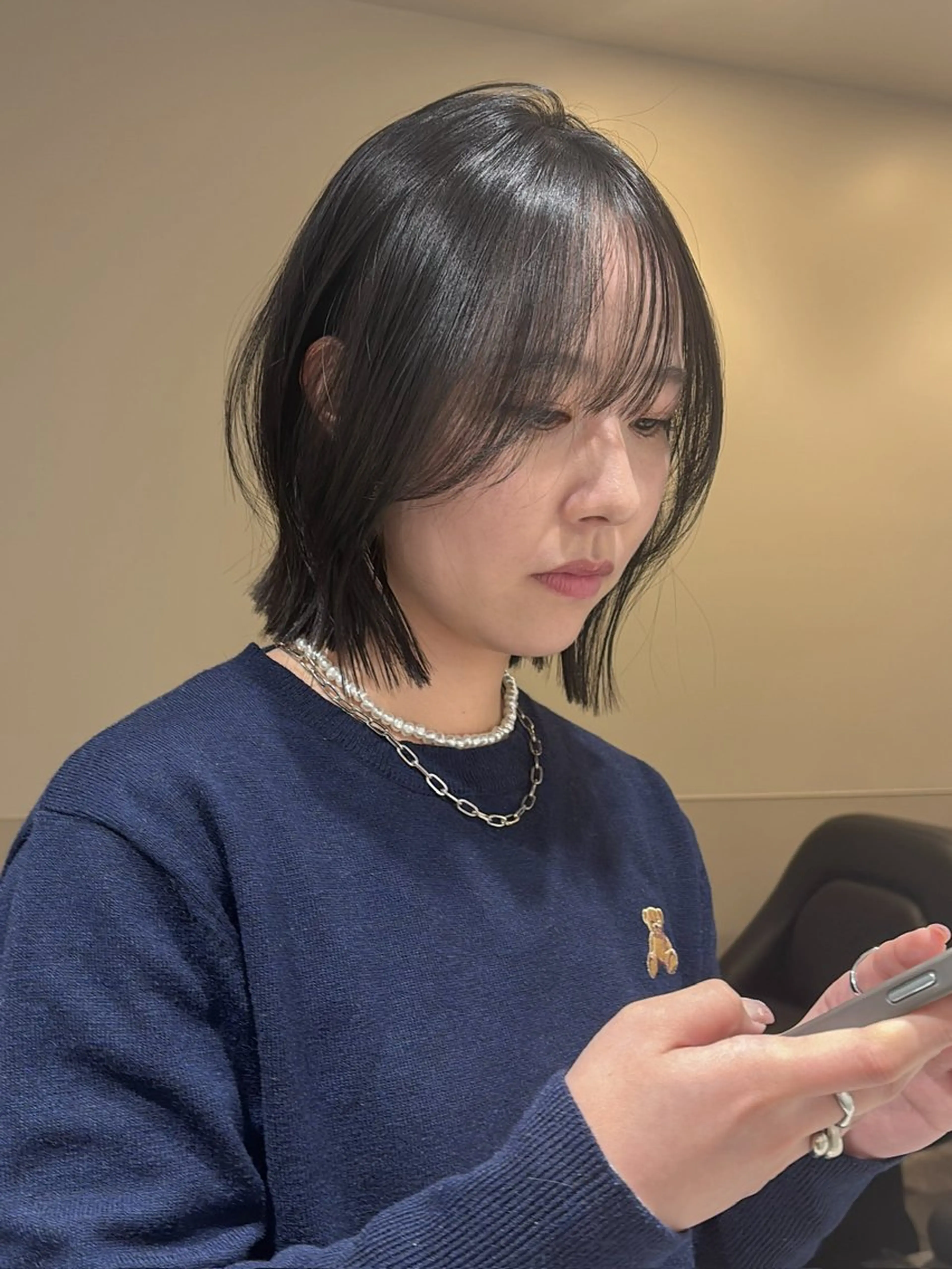 ショート カラー パーマ ヘアアレンジ メンズ 切りっぱなしボブ ボブレイヤー メンズ韓国風 ボブ くびれヘア 韓国ボブ/髪質改善 ニュアンス特化RYOのヘアスタイル