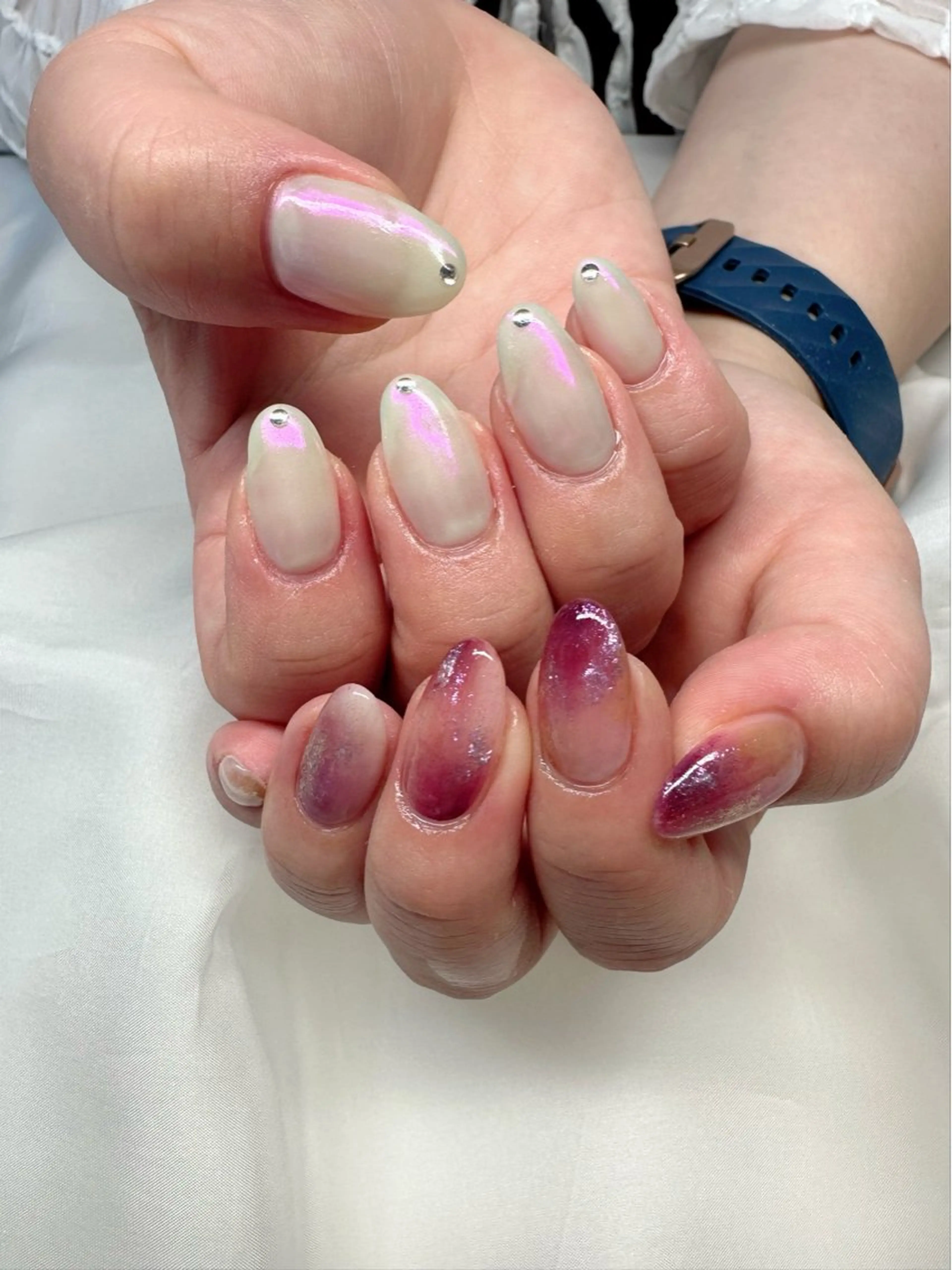 ネイル アートネイル オーロラネイル クリアネイル 氷ネイル・うるうるネイル 韓国ネイル 🪞KAPE NAIL 🪞のネイルデザイン