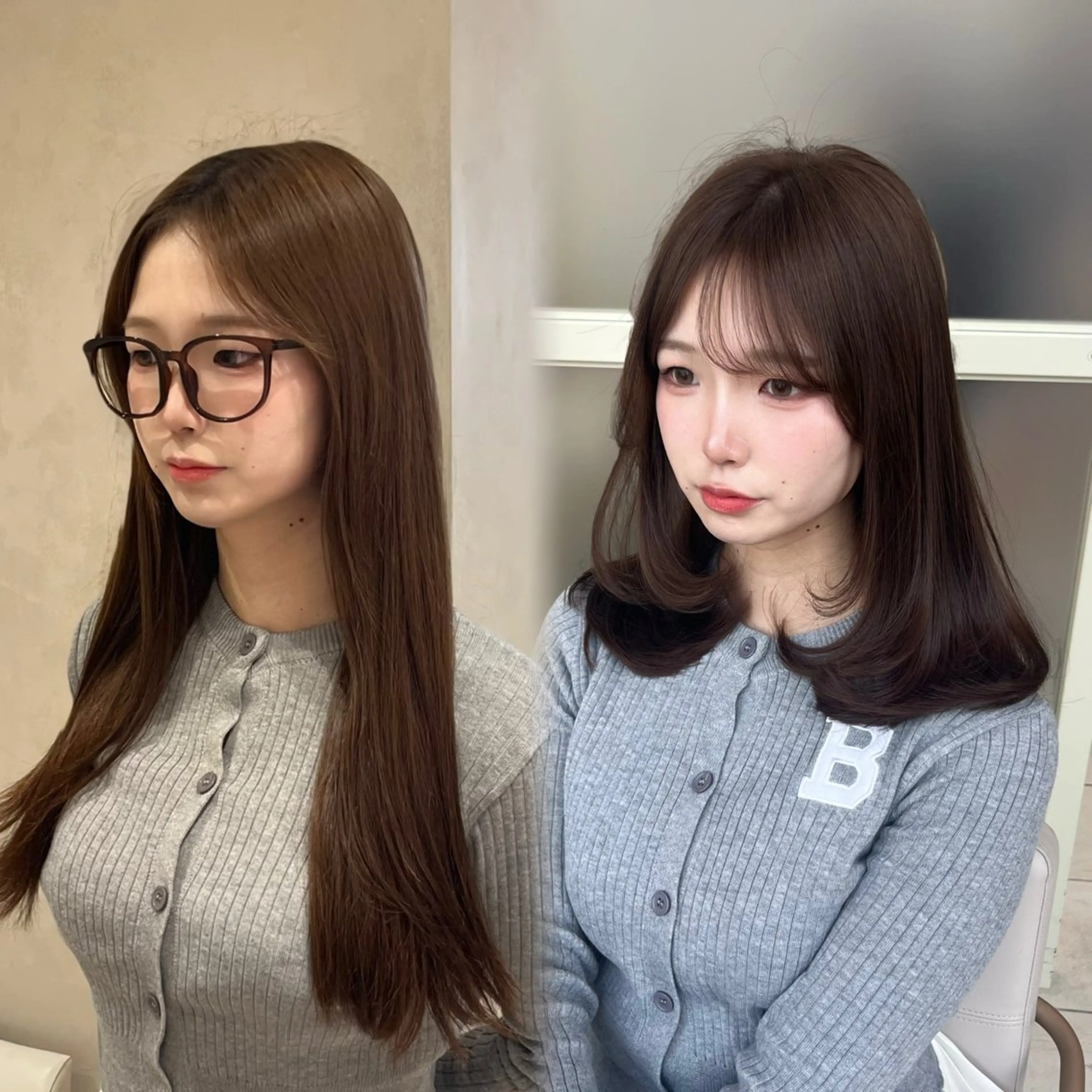 セミロング カラー 似合わせレイヤー 透明感カラーのヘアスタイル