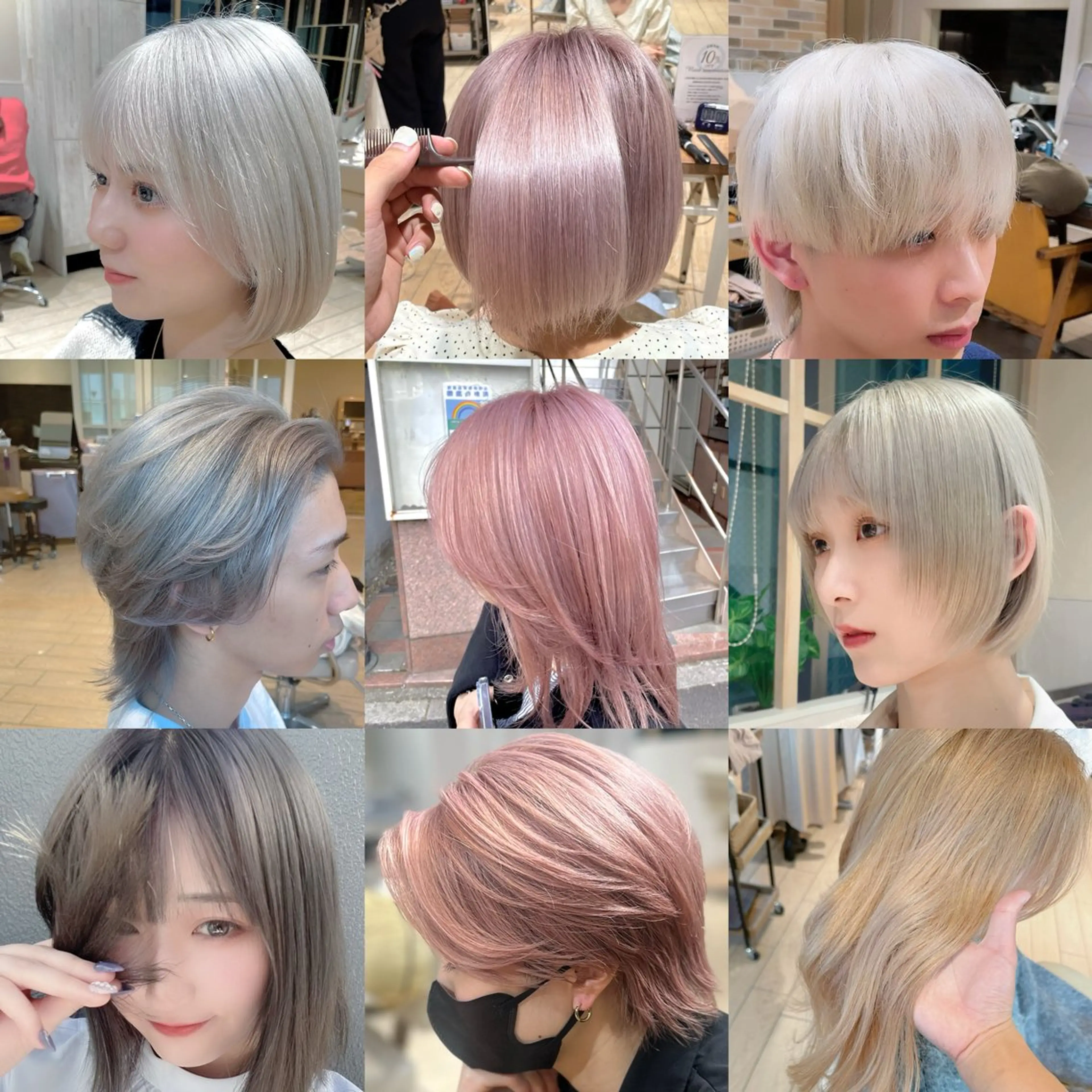 カラー ブリーチ ケアブリーチ 透明感カラー ヘアカラー トリートメント 顔まわり/似合わせひ し形シルエット/難波のヘアスタイル