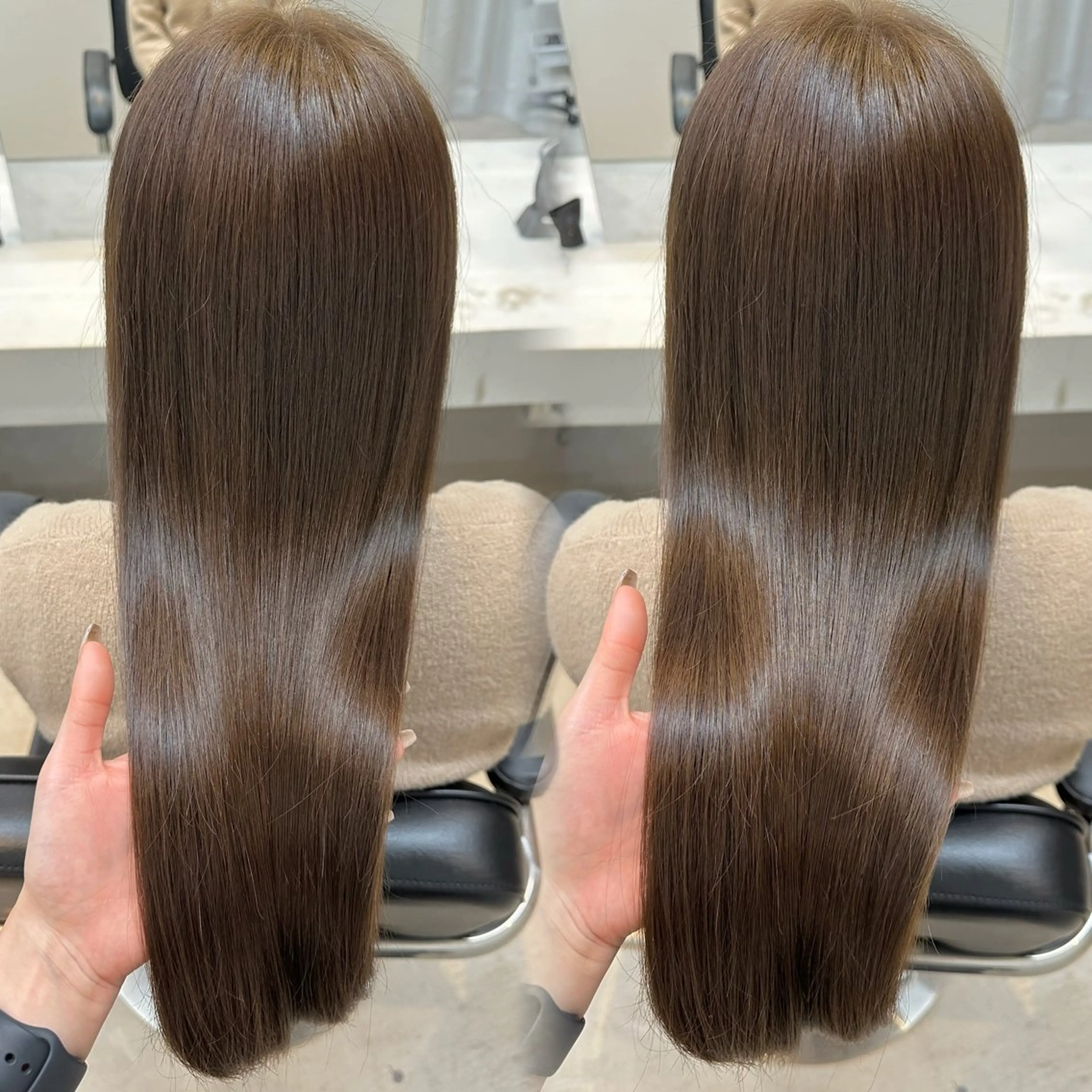 ロング カラー ブリーチ 透明感カラー ブリーチなしカラー はちすか るかのヘアスタイル