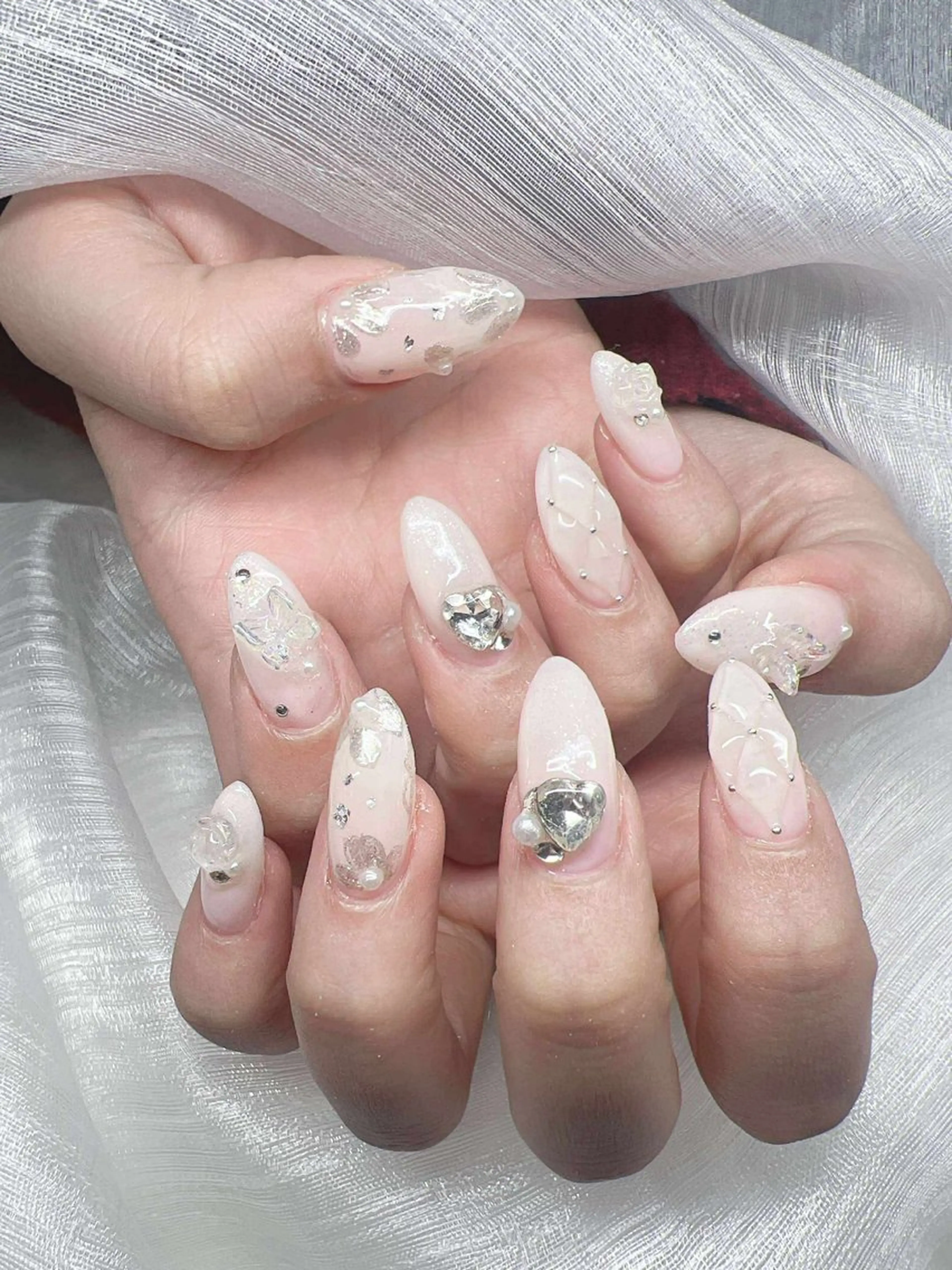 ネイル 長さ出し グラデーション 卒業式 キラキラネイル マグネットネイル ハンドネイル Lee Nailsのネイルデザイン