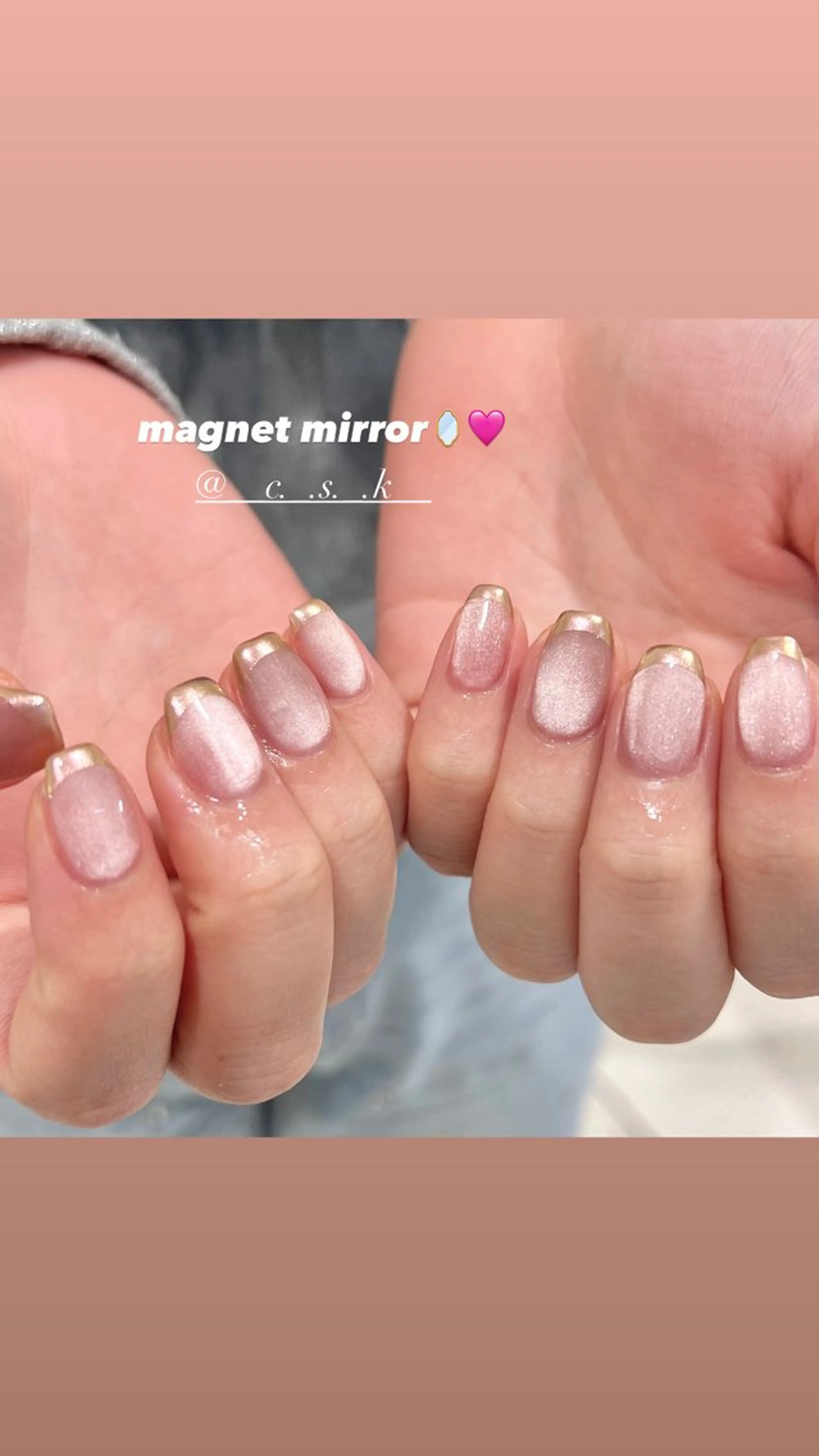 ネイル マグネットネイル ピンク ハンドネイル 🎀チーク/ちゅるん 🫧chisa🎀のネイルデザイン