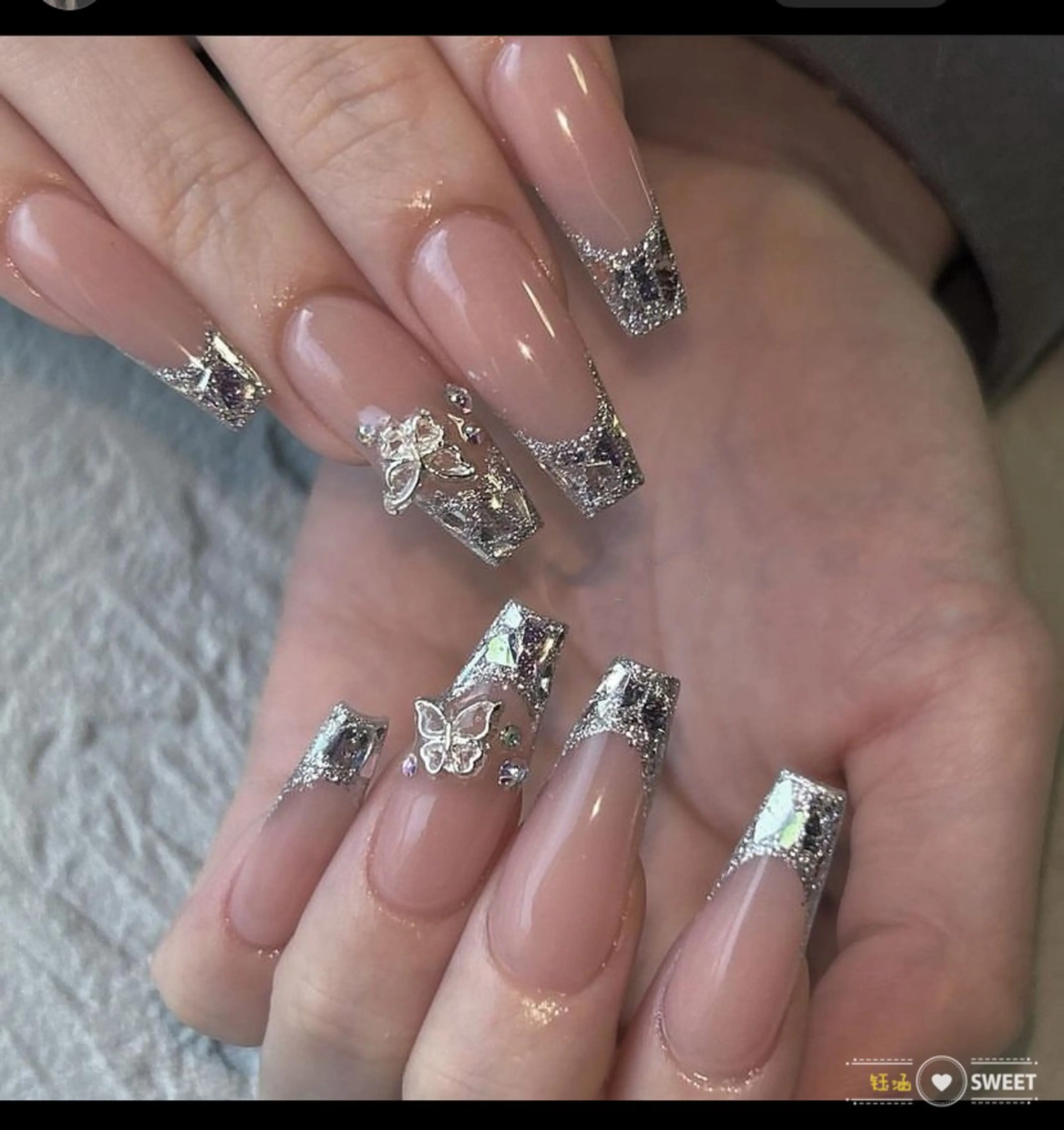 🌈キラキラ⭐️🎀ガラスフレンチ(カラーベース込み)の写真