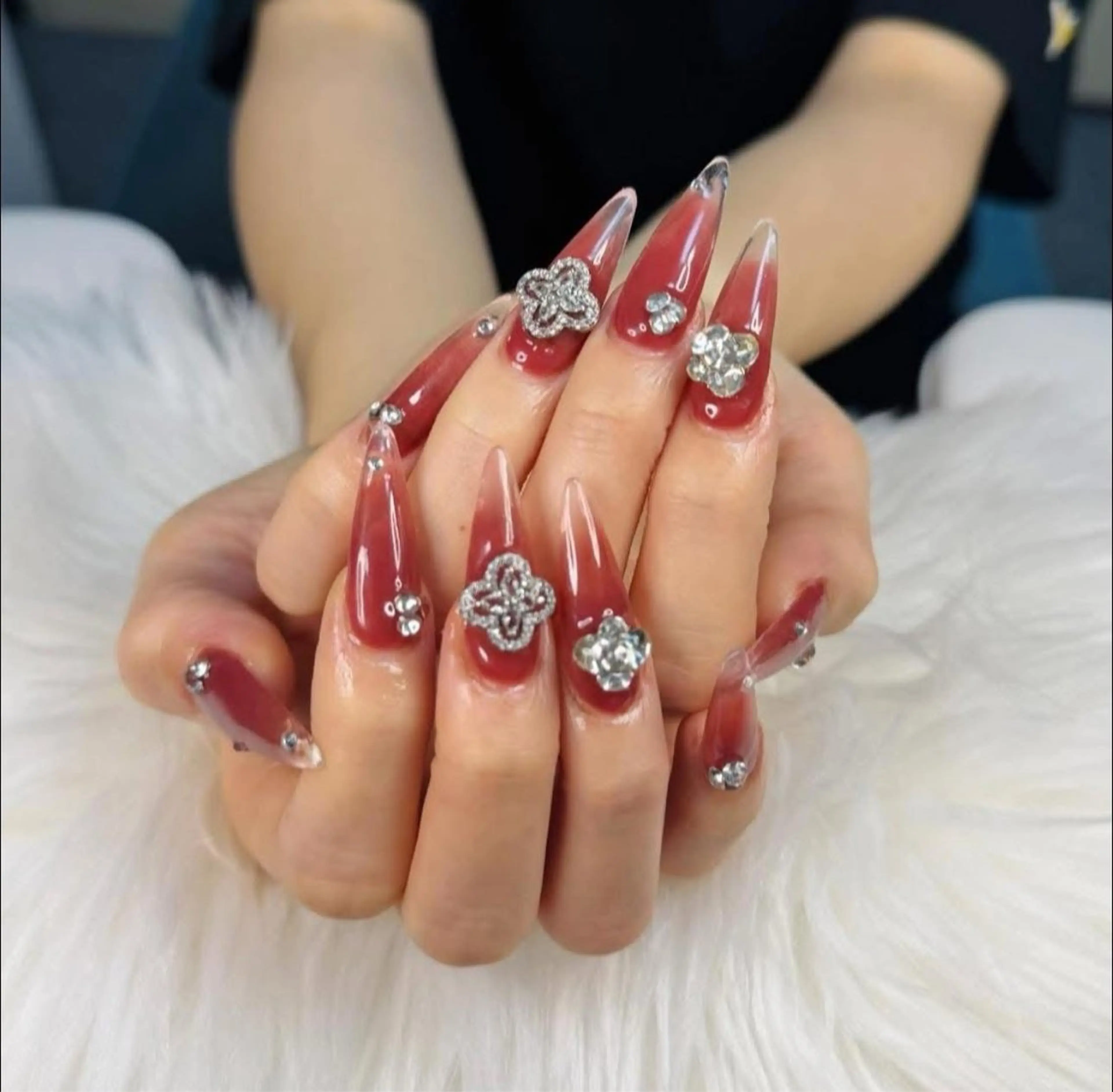 ネイル 長さ出し フレンチネイル 韓国ネイル ロングネイル マグネットネイル Lee _nailのネイルデザイン