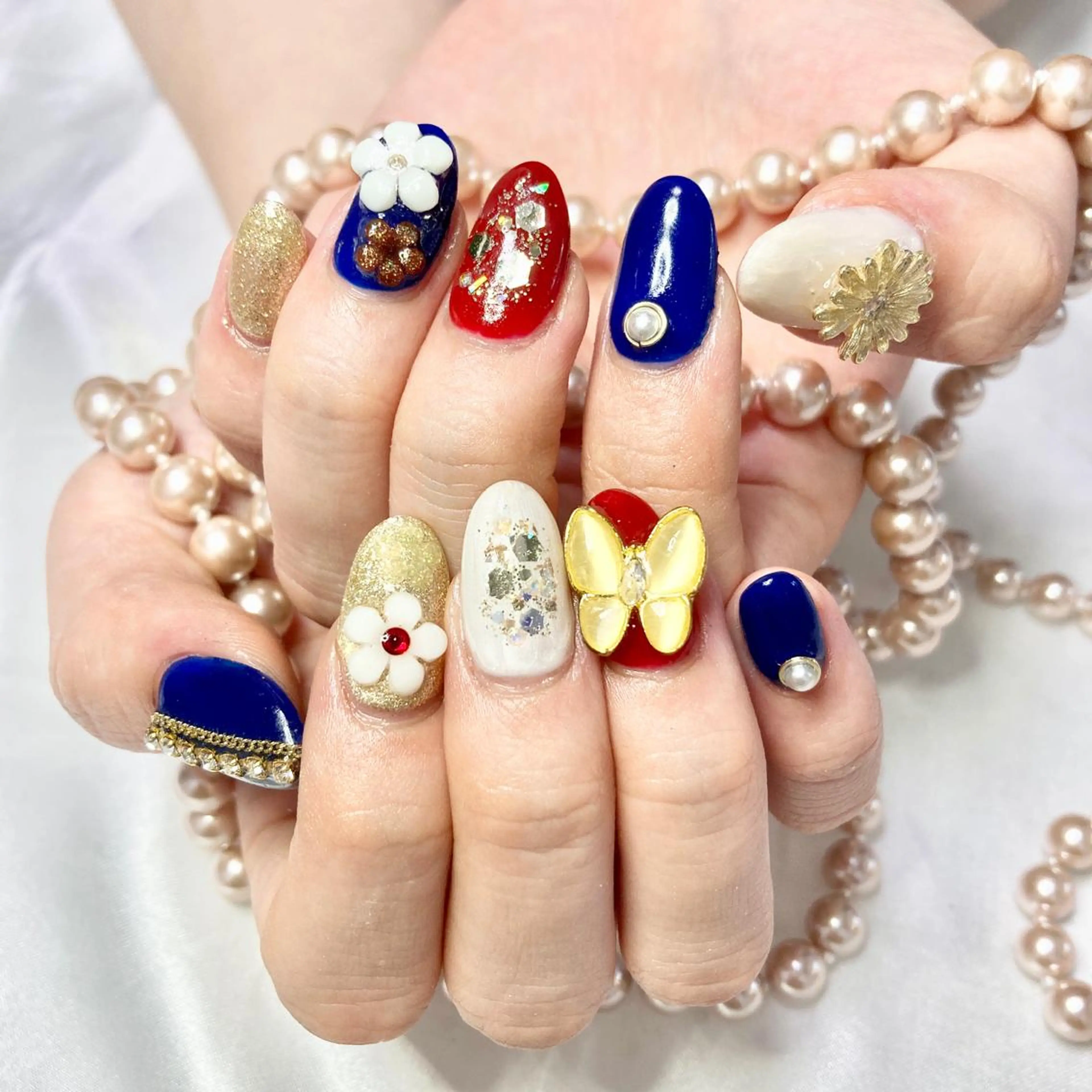 ネイル アートネイル オーロラネイル ブルー 成人式 フレンチネイル ハンドネイル 韓国ネイル/新大久保 /駅近　【Toko】のネイルデザイン