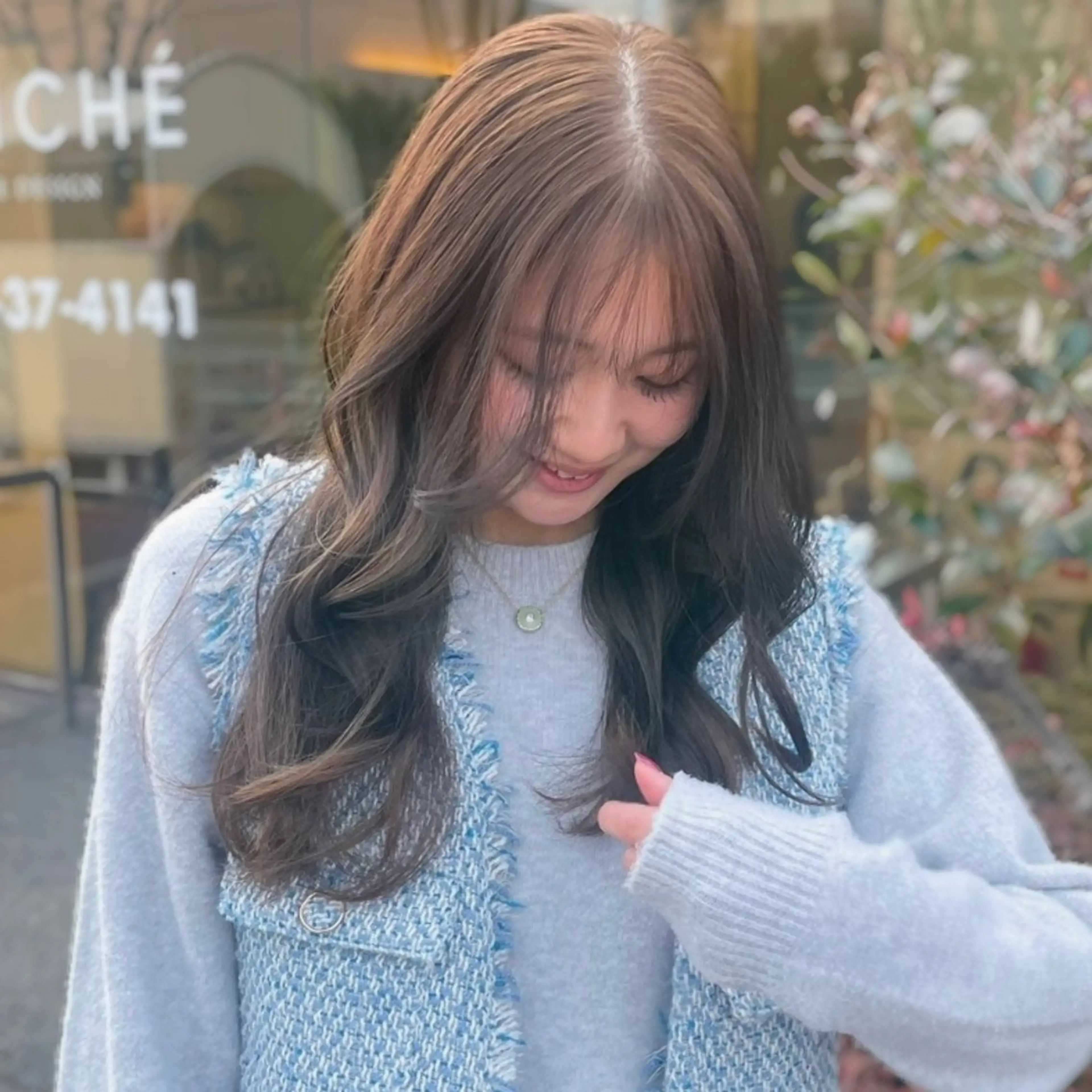 ロング カラー アッシュ ベージュカラー オリーブベージュ シアーベージュ ヘアカラー BRANCHÉ 高蔵寺☘️ねねほ☘️のヘアスタイル