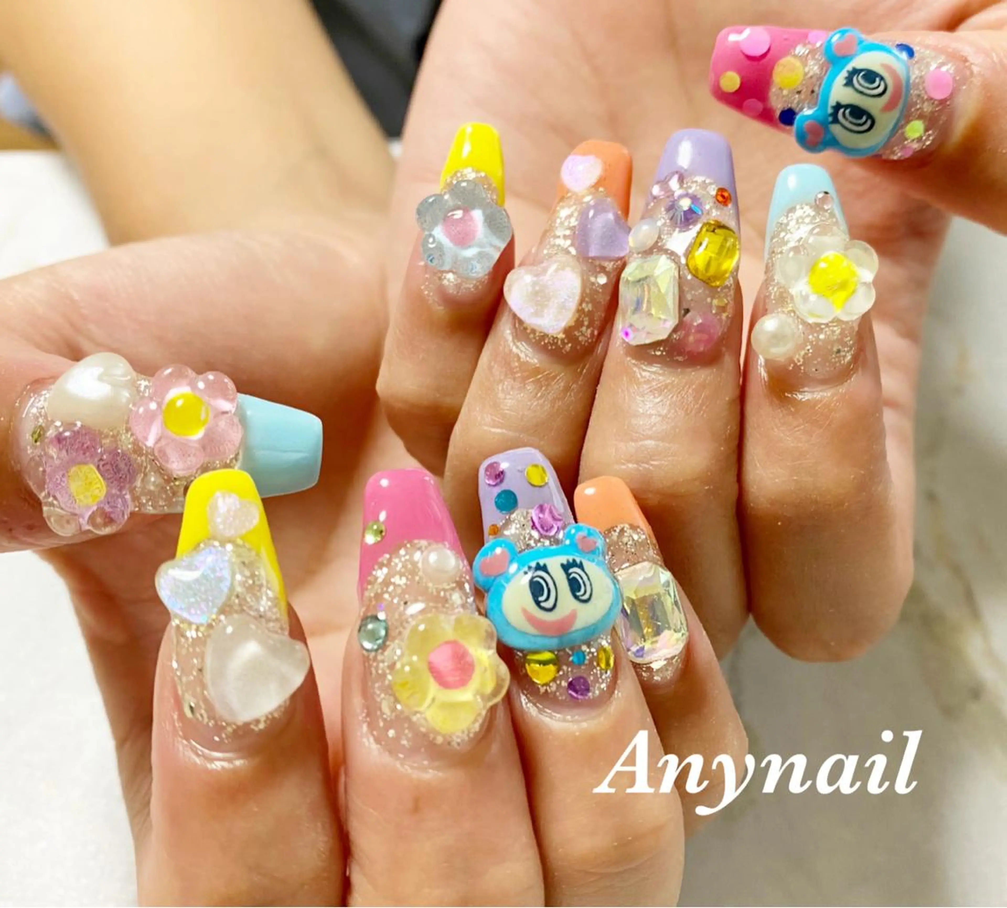 ネイル ブルー フレンチネイル 持ち込み 夏ネイル ハンドネイル 岩澤 恵子のネイルデザイン