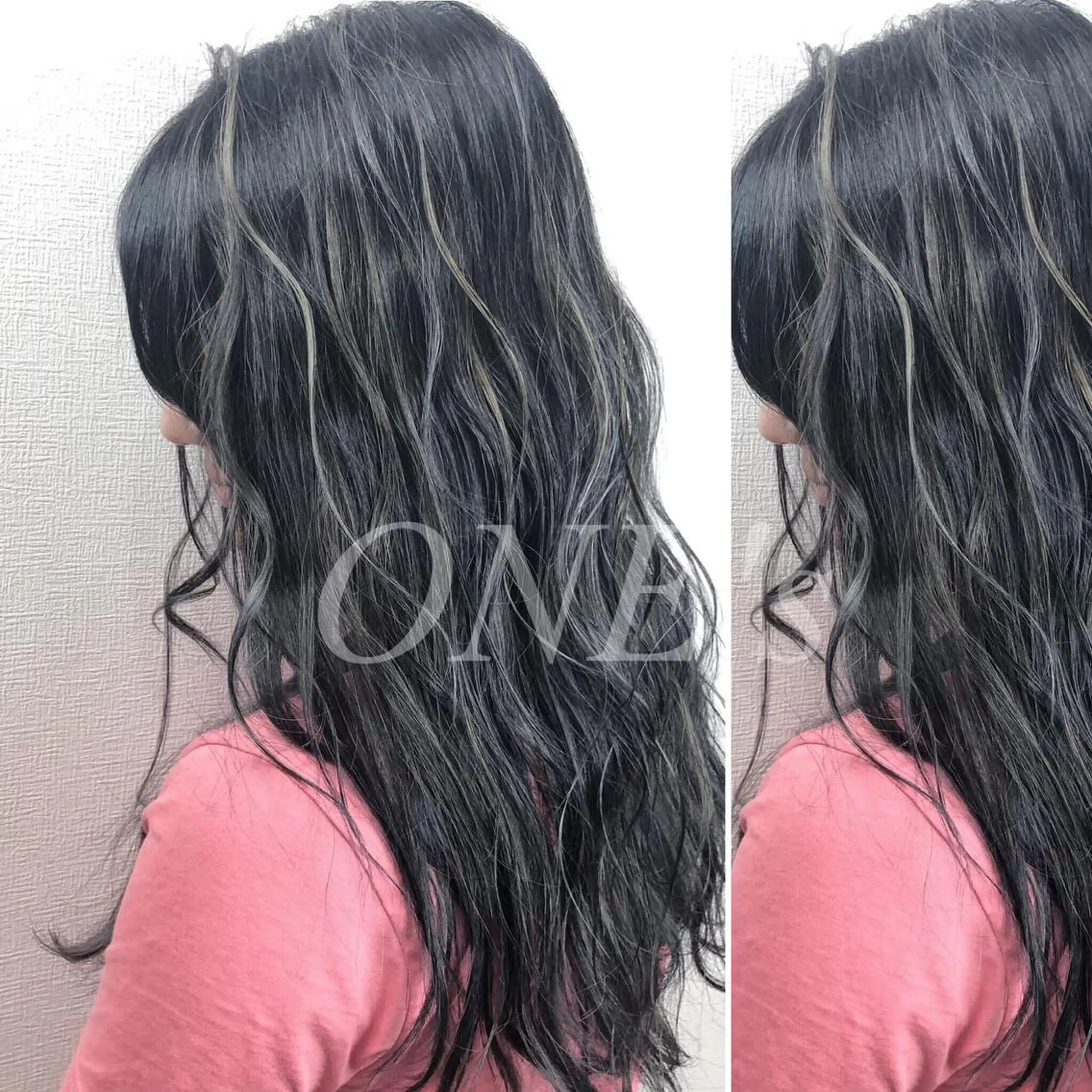 ロング カラー JuNブリーチに 縮毛矯正するプロのヘアスタイル