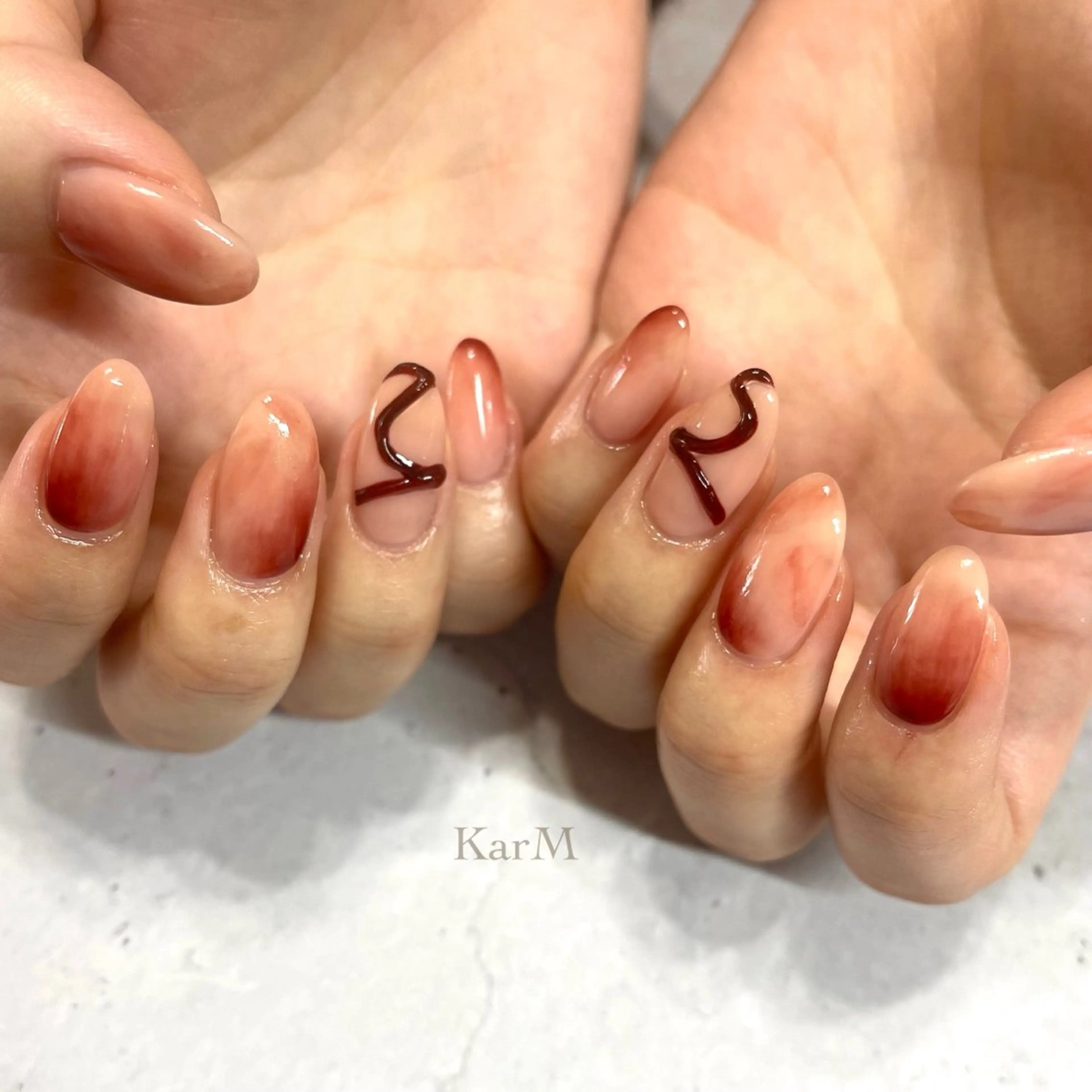 ネイル アートネイル オーロラネイル チークネイル フラッシュネイル フレンチネイル ハンドネイル ogino karinのネイルデザイン