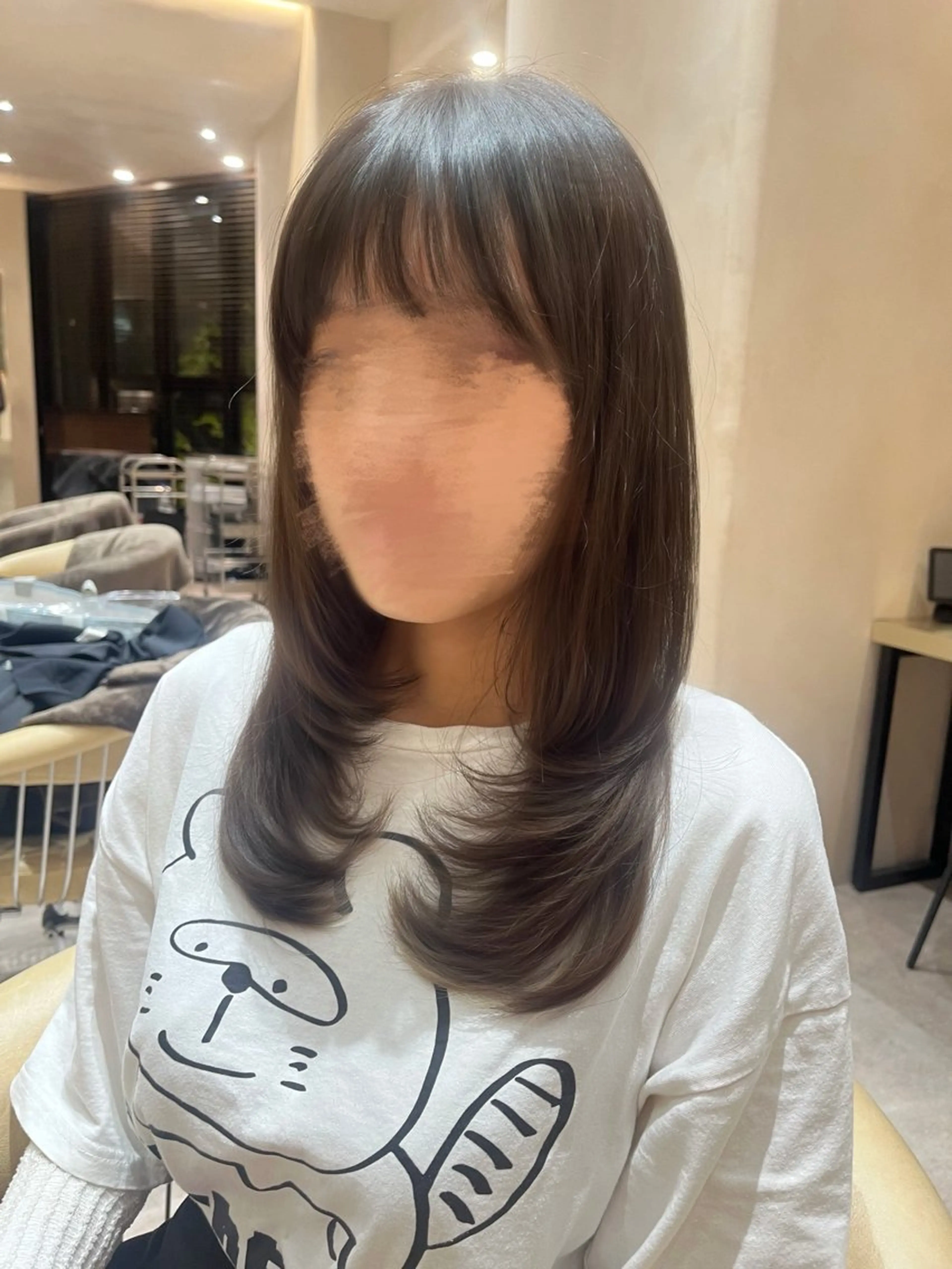 セミロング カラー カット ヘアカラー 顔周りカット/ 透明感カラー/ユナのヘアスタイル