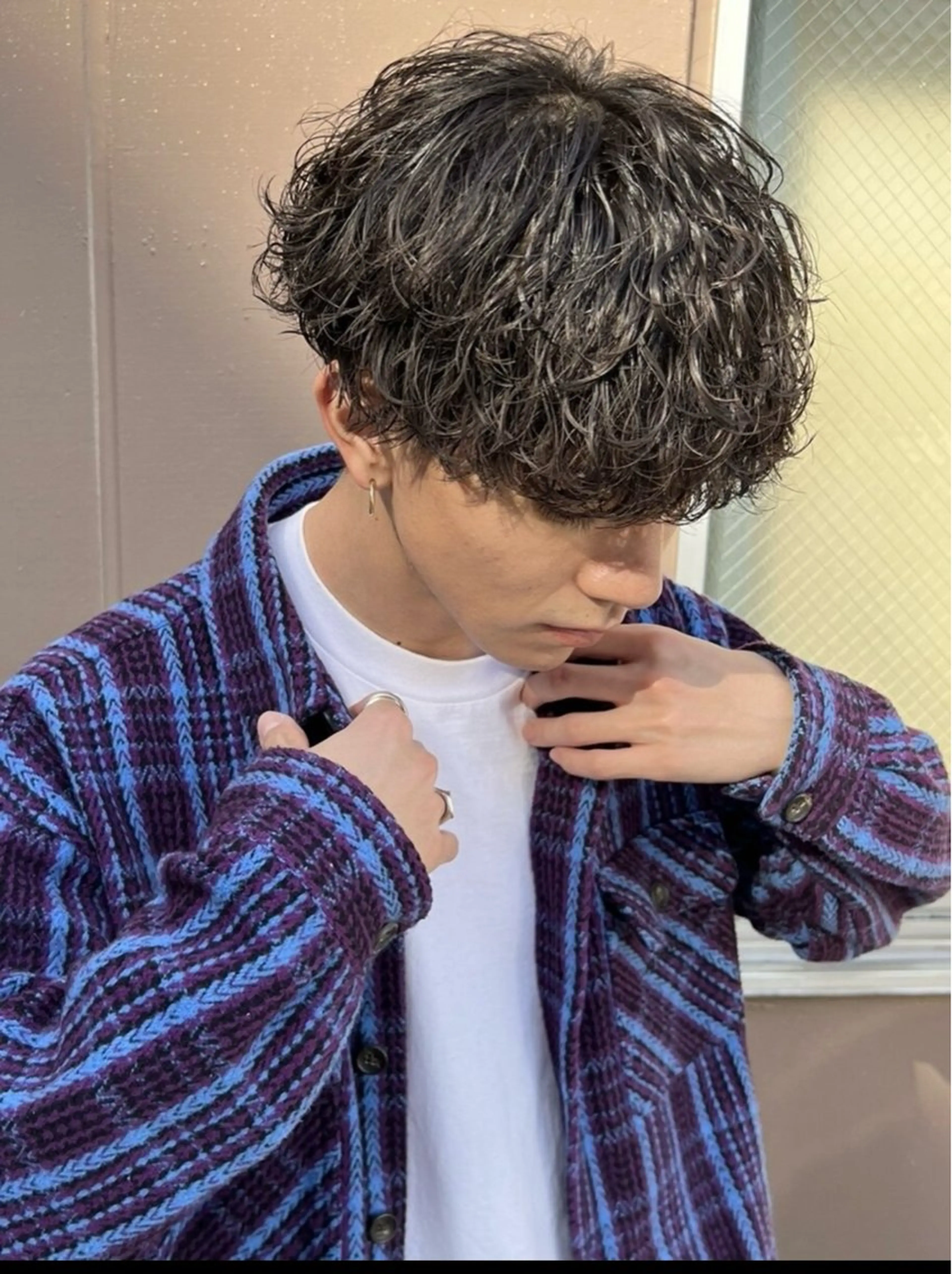 ショート カラー パーマ メンズ メンズパーマ プードルパーマ プードルパーマ 栄💗メンズパーマ｜ ハイトーン｜haruのヘアスタイル