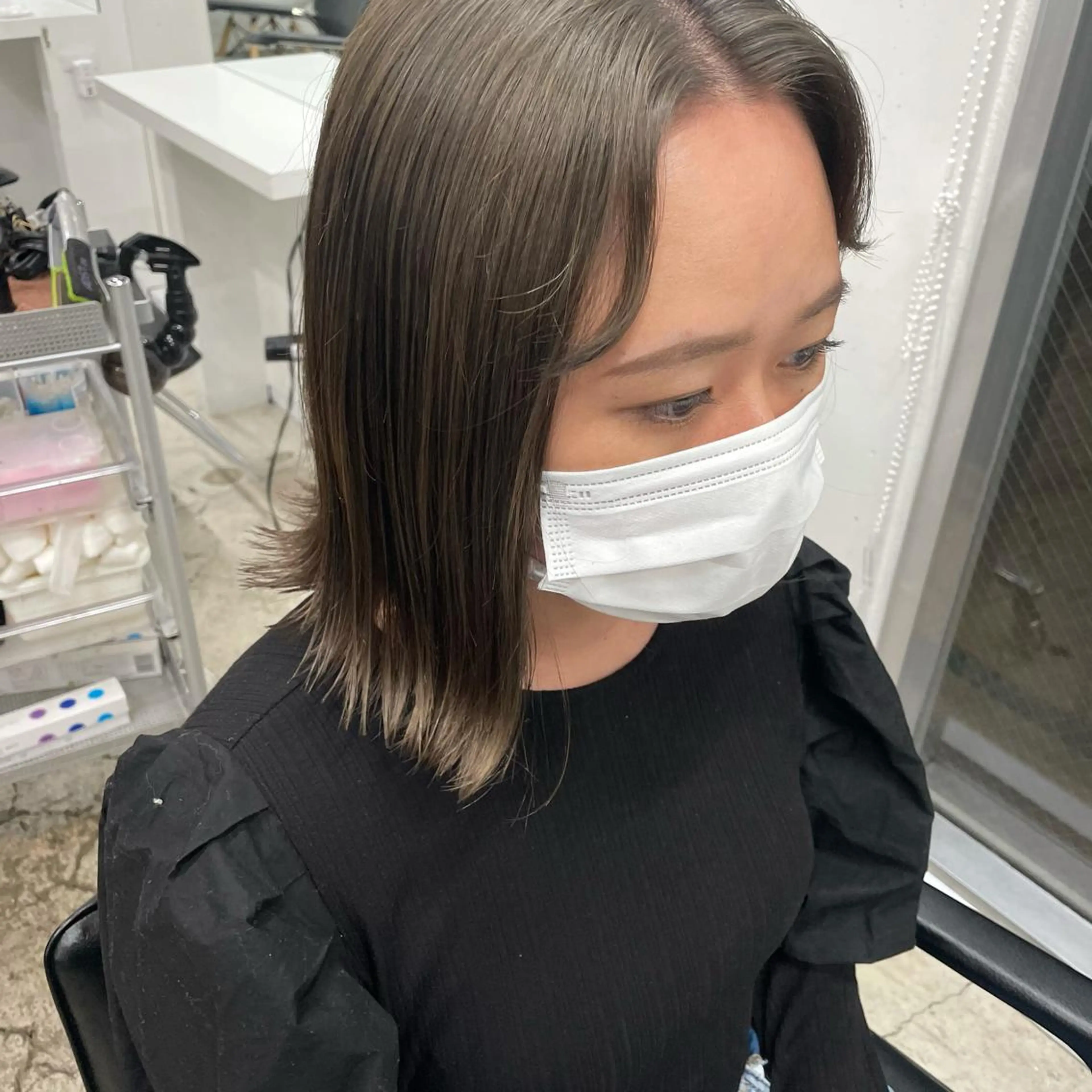 ミディアム カラー ベージュカラー 透明感カラー オレンジ fifth所属・センターパート／マッ シュ／パーマ　あさみのヘアスタイル