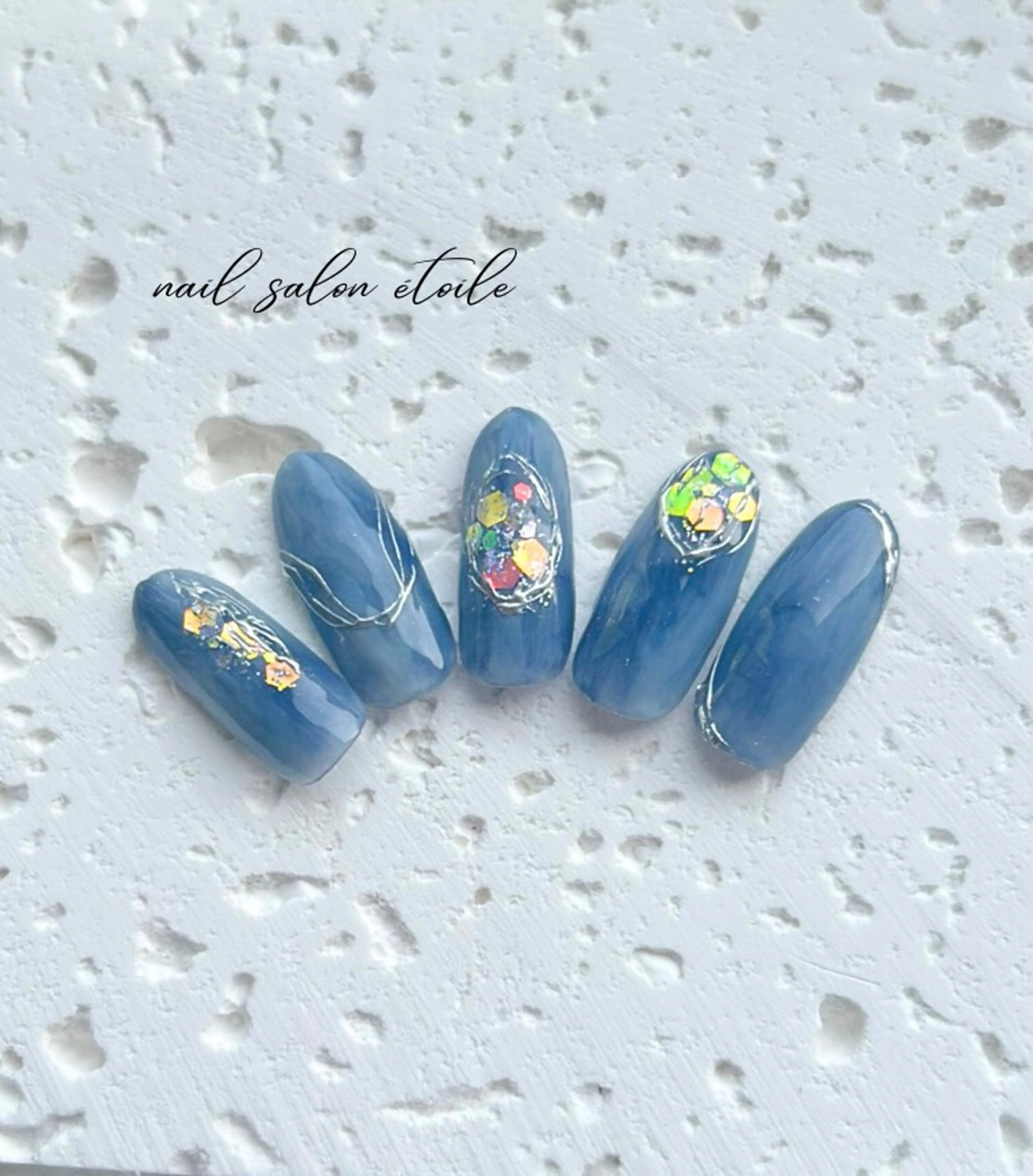 ネイル ブルー ニュアンスネイル 春ネイル 夏ネイル ハンドネイル nail salon étoileのネイルデザイン