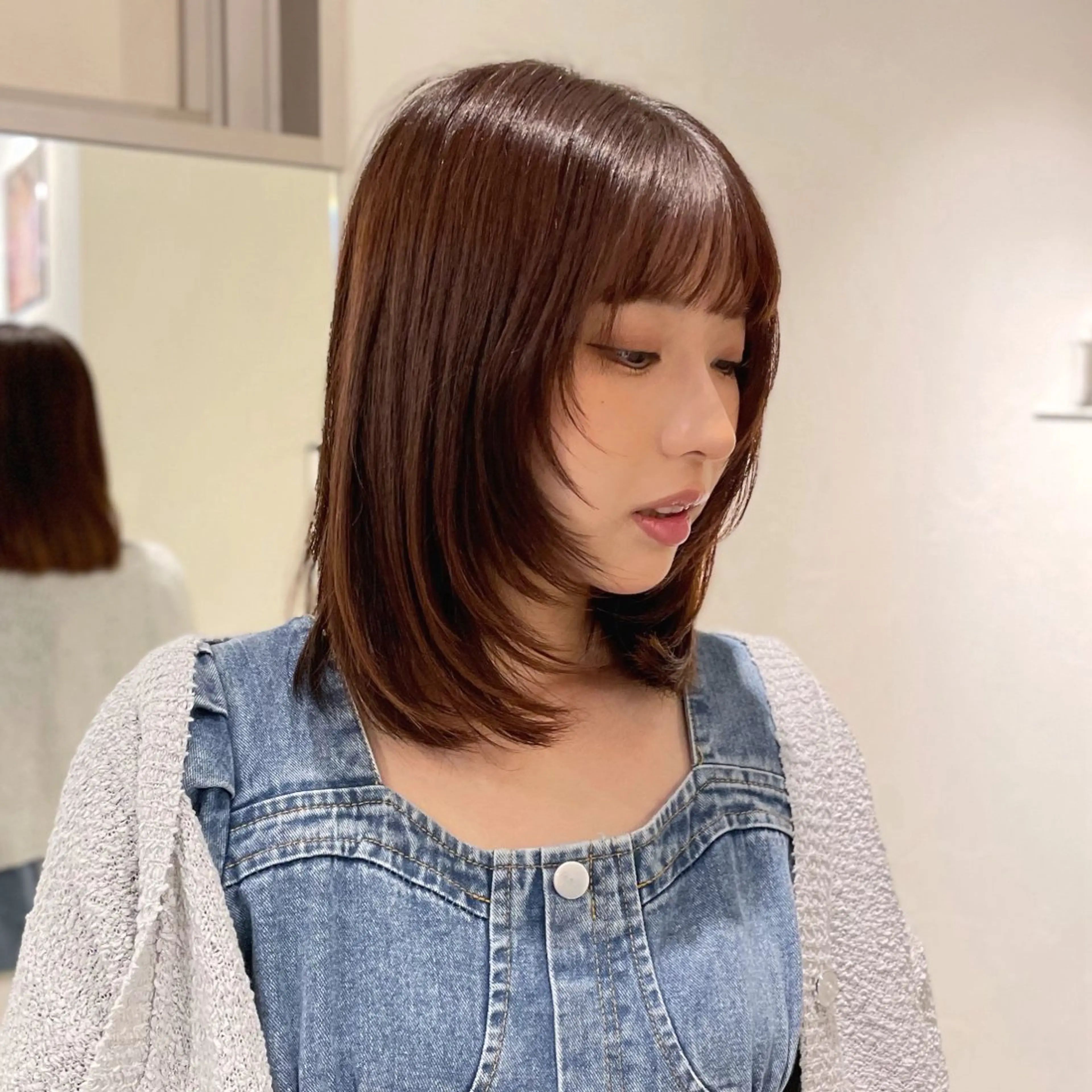 ミディアム 顔まわりレイヤー レイヤーカット noa hair design 町田店所属・miyu♡̷̷ 韓国ヘア/顔まわりのヘアスタイル