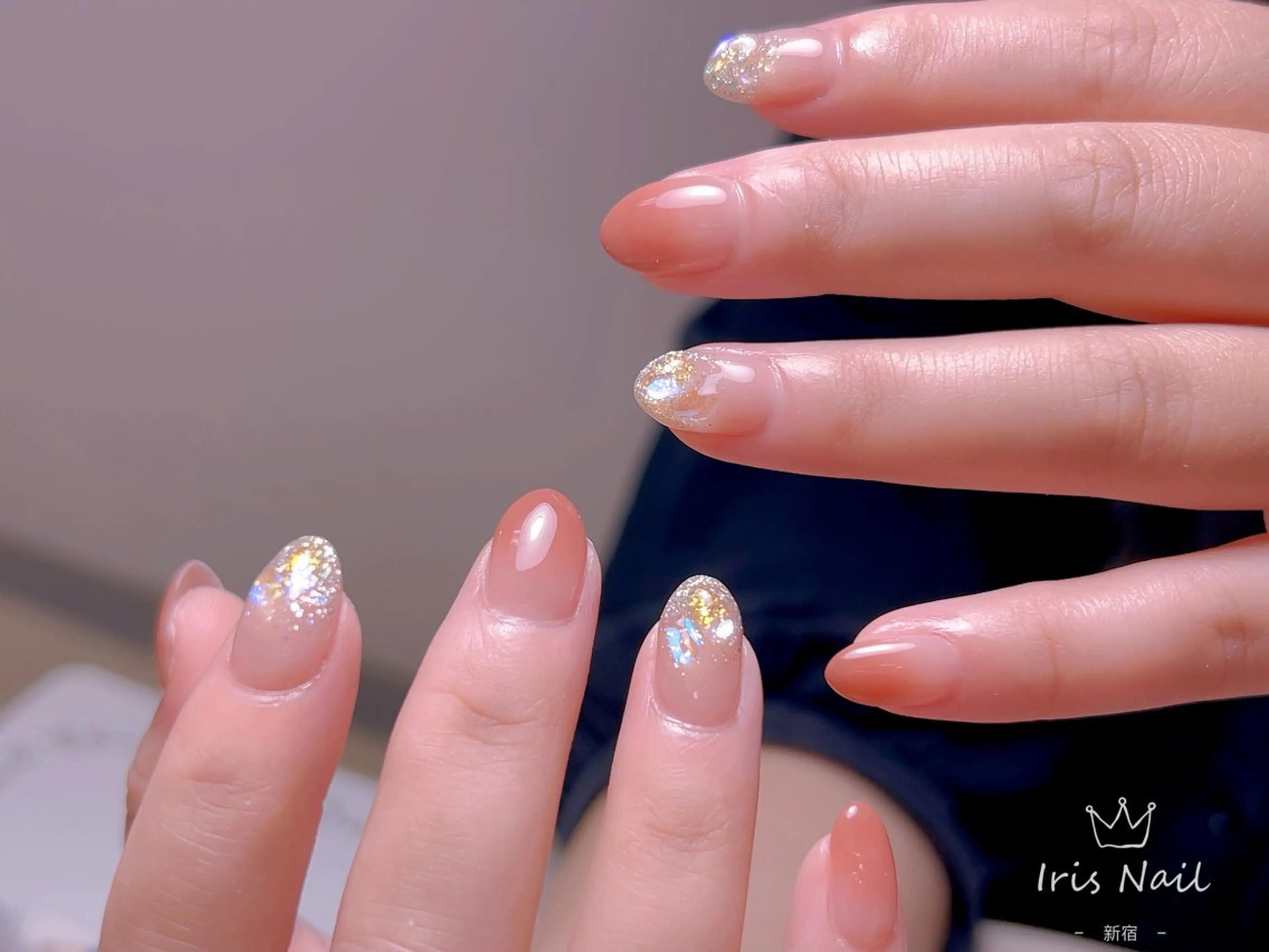 ネイル フレンチネイル ジェルネイル グラデーション 韓国ネイル マグネットネイル ハンドネイル 【長さ出し】 IRIS NAILのネイルデザイン