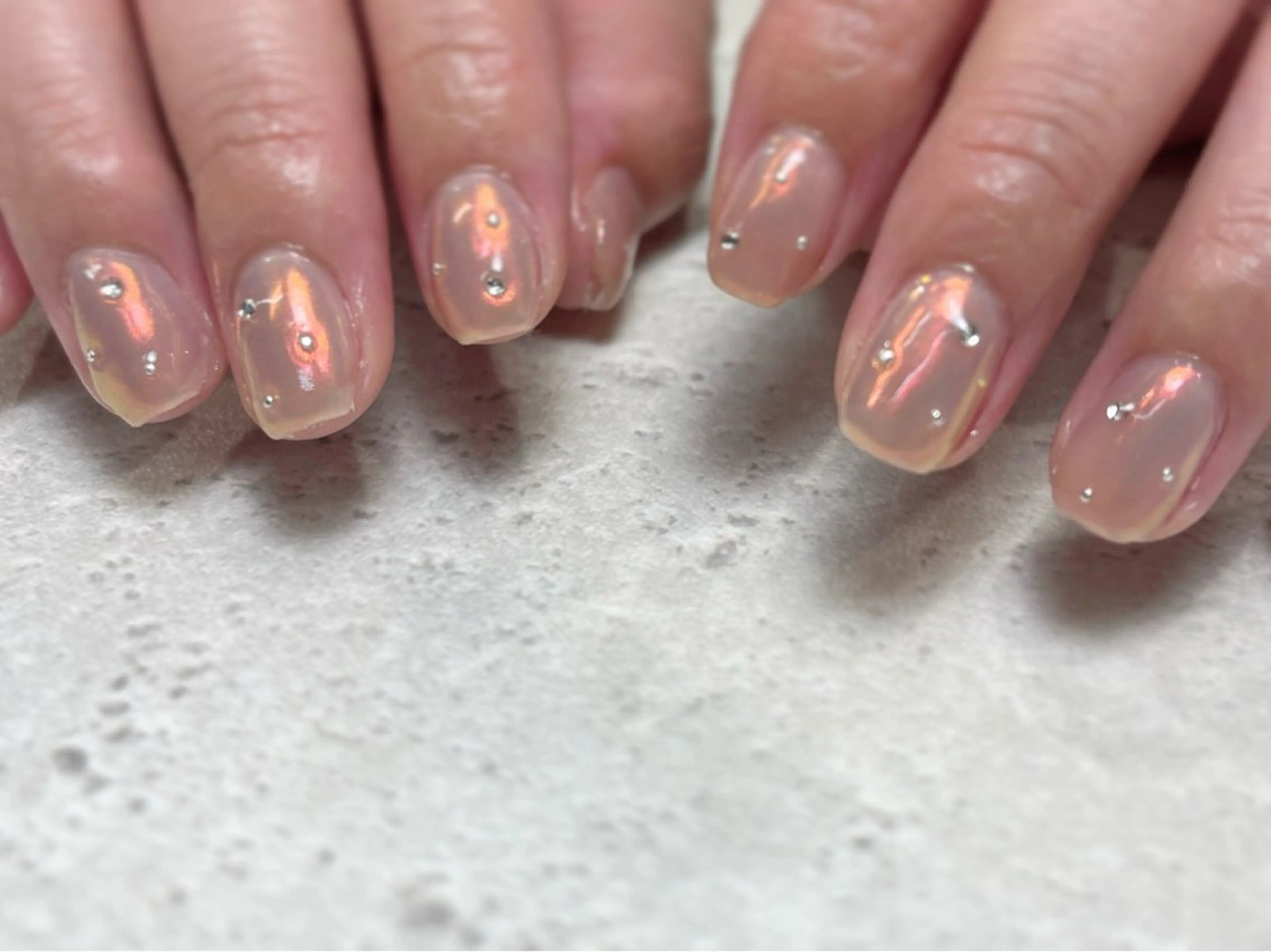 ネイル オーロラネイル 氷ネイル・うるうるネイル ハンドネイル nail salon etoileのネイルデザイン