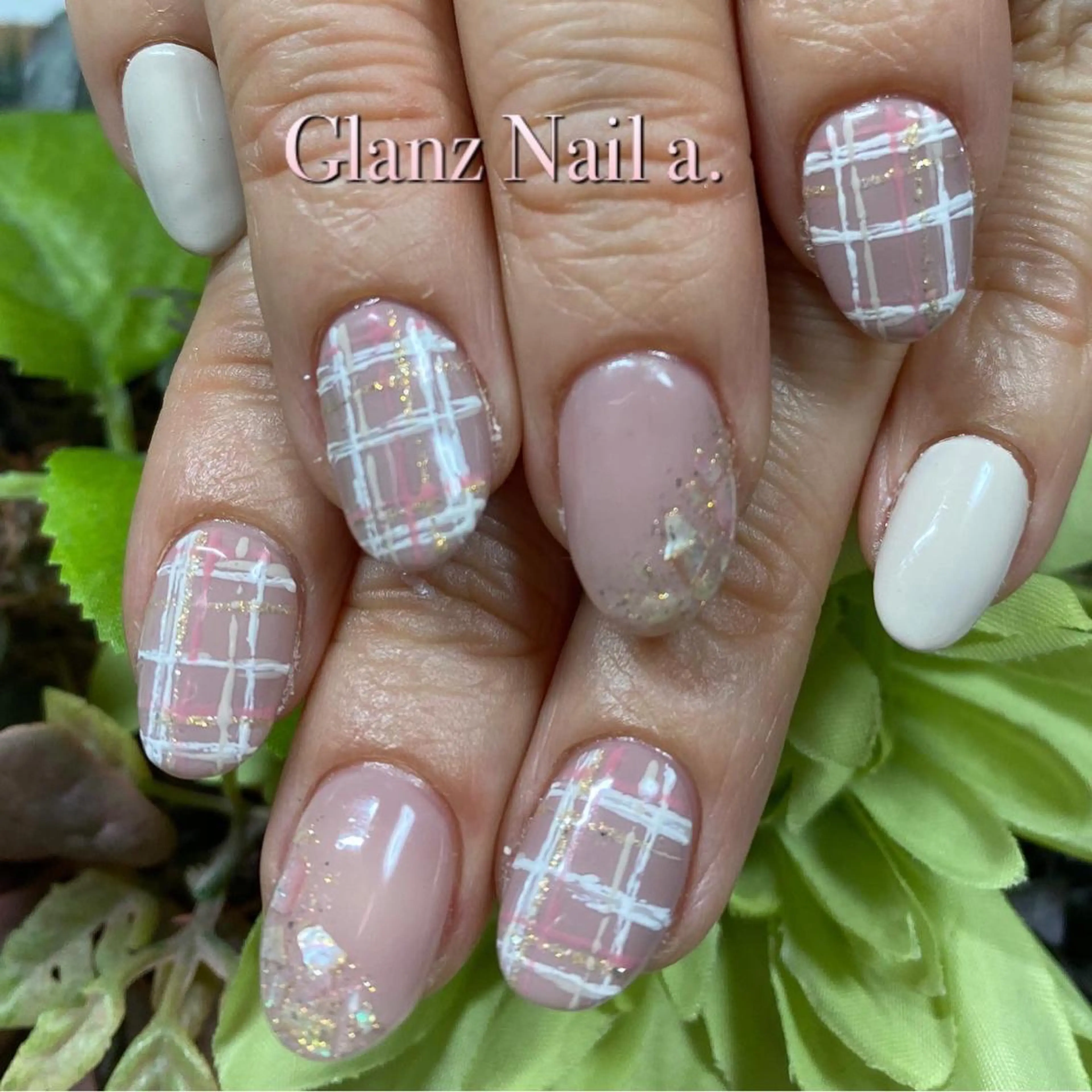 ネイル キラキラネイル ツイードネイル Glanz  Nail aのネイルデザイン
