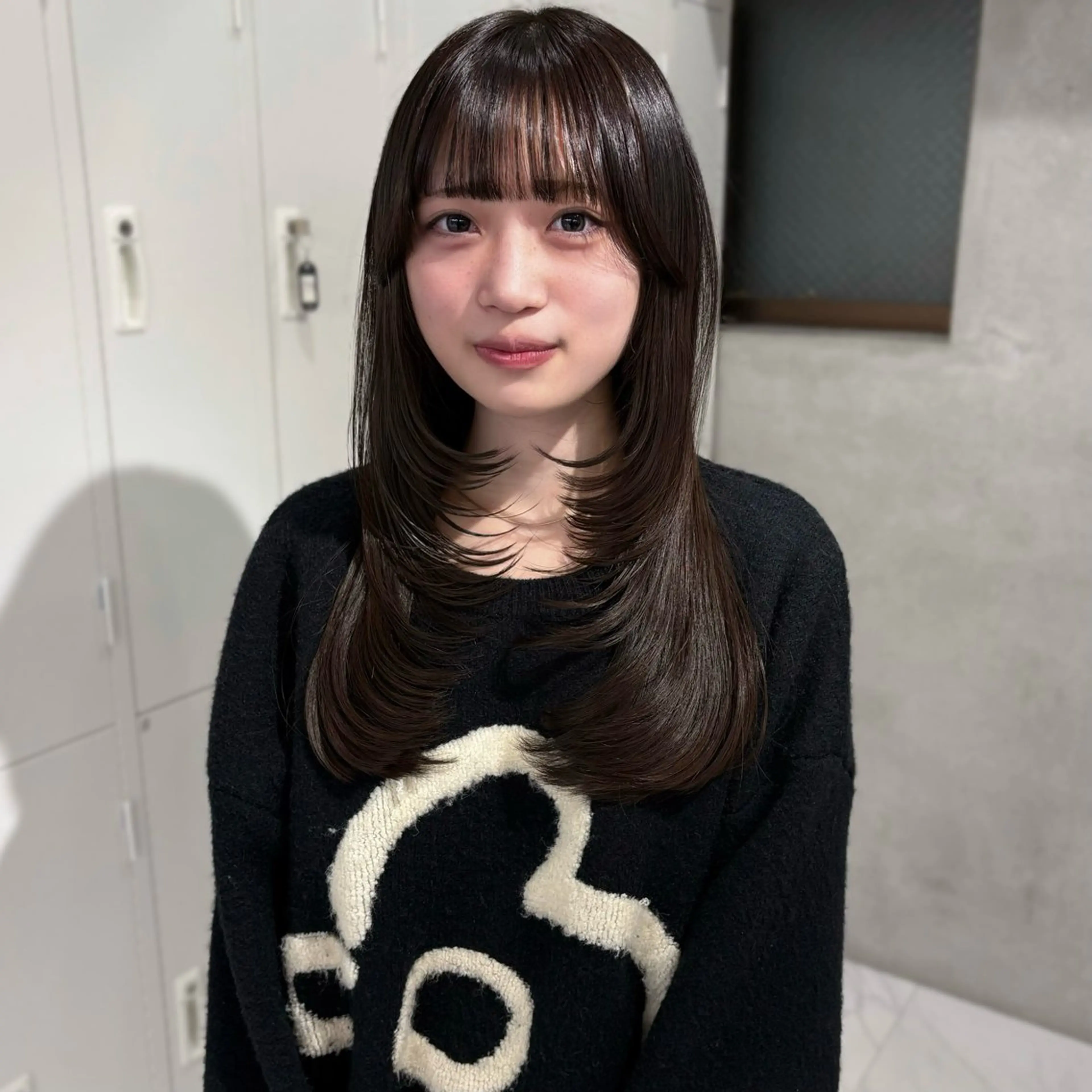 ロング カラー 透明感カラー 顔周りカット カット ヘアカラー riko/レイヤー/ 艶カラー/ヘアセットのヘアスタイル