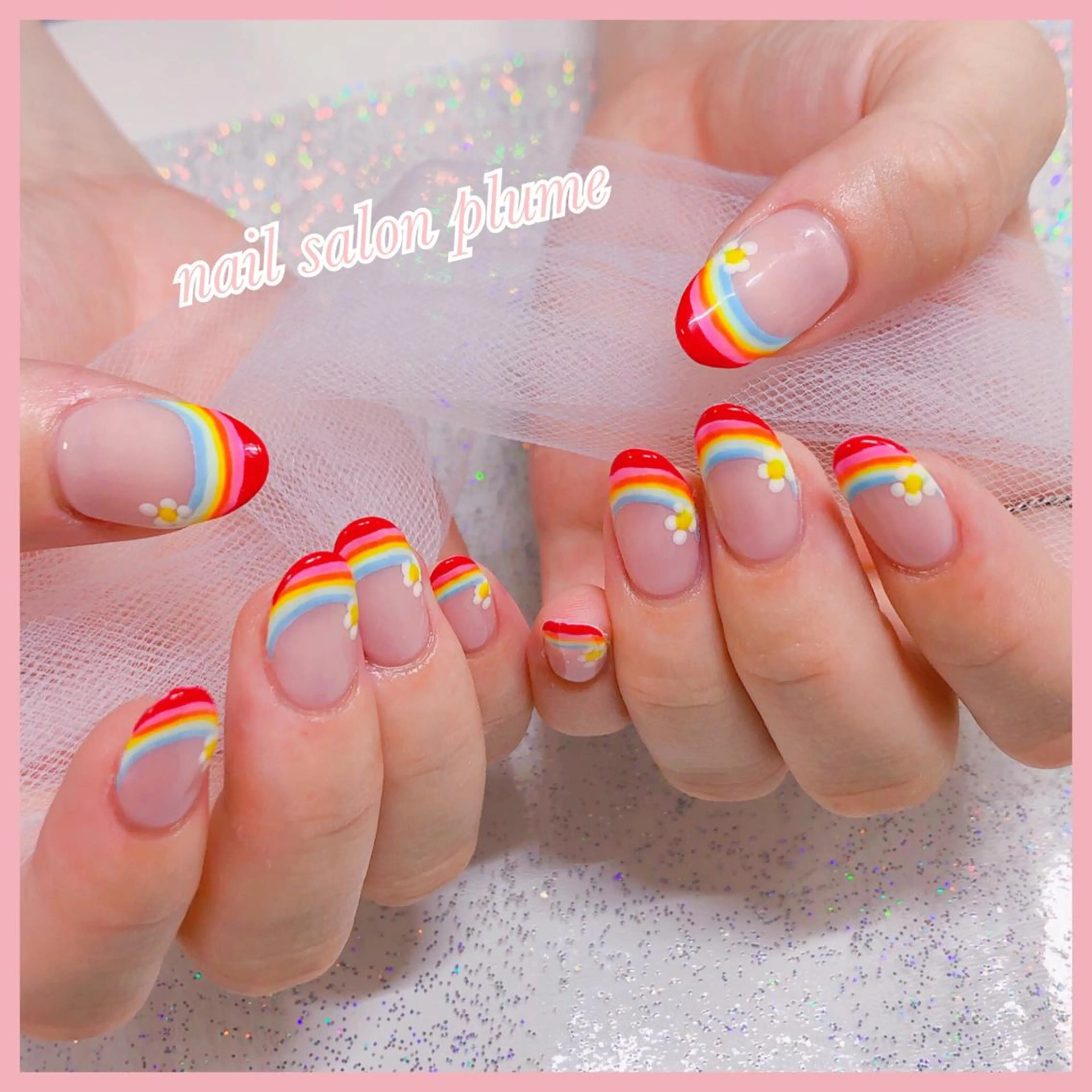 ネイル アートネイル フレンチネイル ハート キラキラネイル 韓国ネイル ハンドネイル plume nail ☆韓国ネイルのネイルデザイン