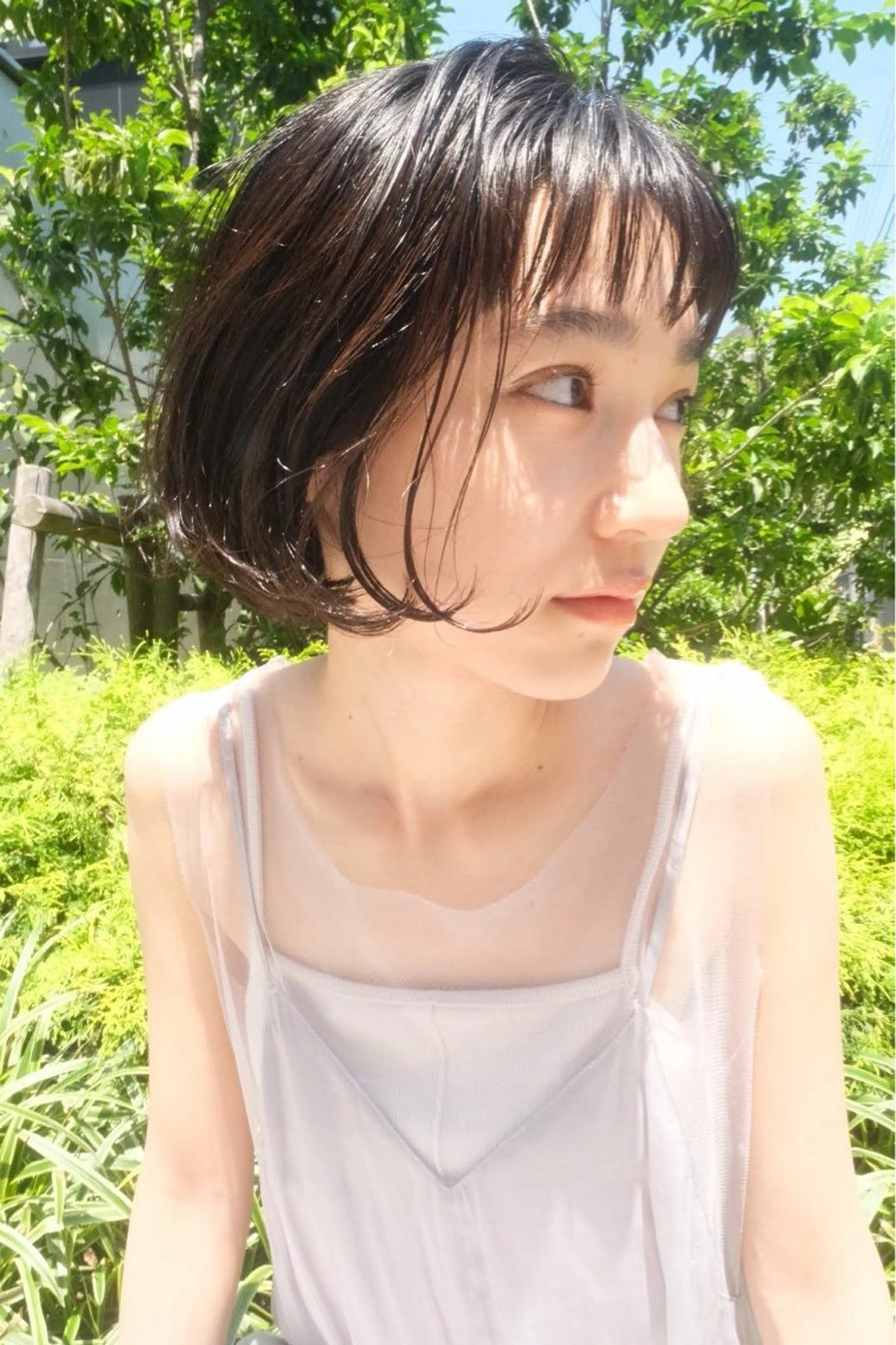 ミディアム カット パーマ トリートメント 頭皮につけないカラー /白髪ぼかし/実加永のヘアスタイル