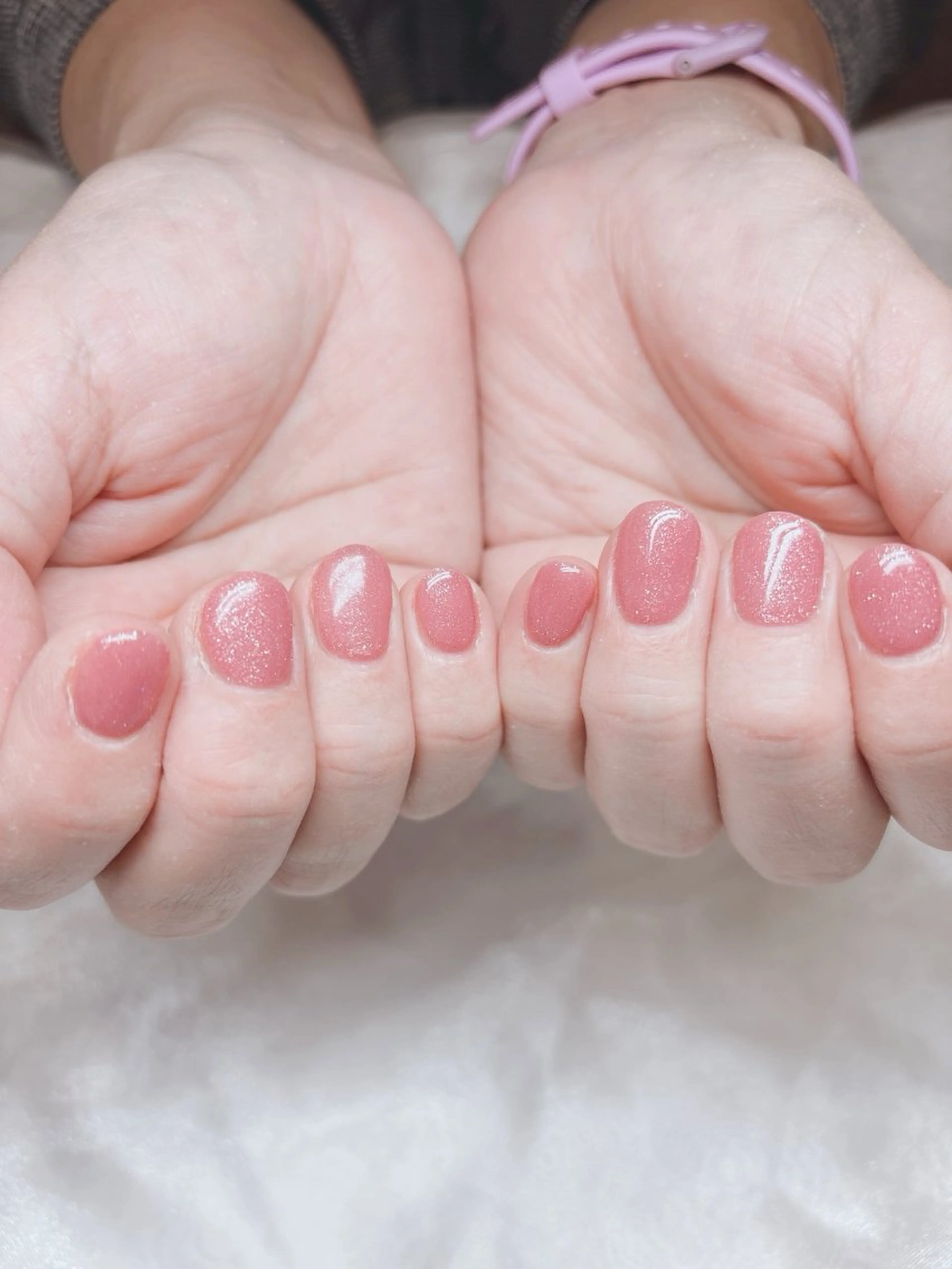 ネイル ラメ(グリッター) ワンカラーネイル ピンク 伊藤 優花のネイルデザイン