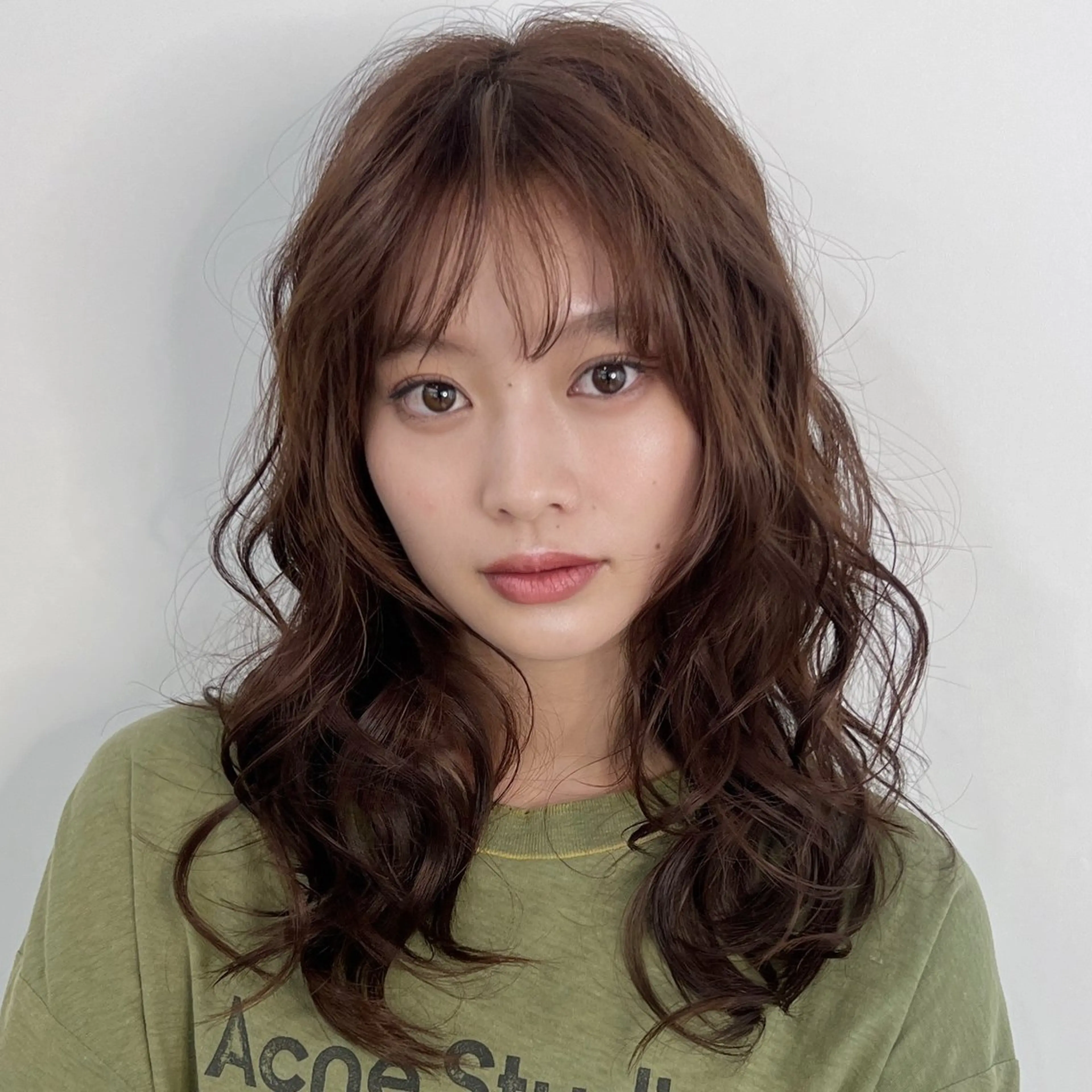 セミロング パーマ セミロングパーマ カット パーマ 武田涼レイヤーカット 髪質改善×縮毛矯正のヘアスタイル