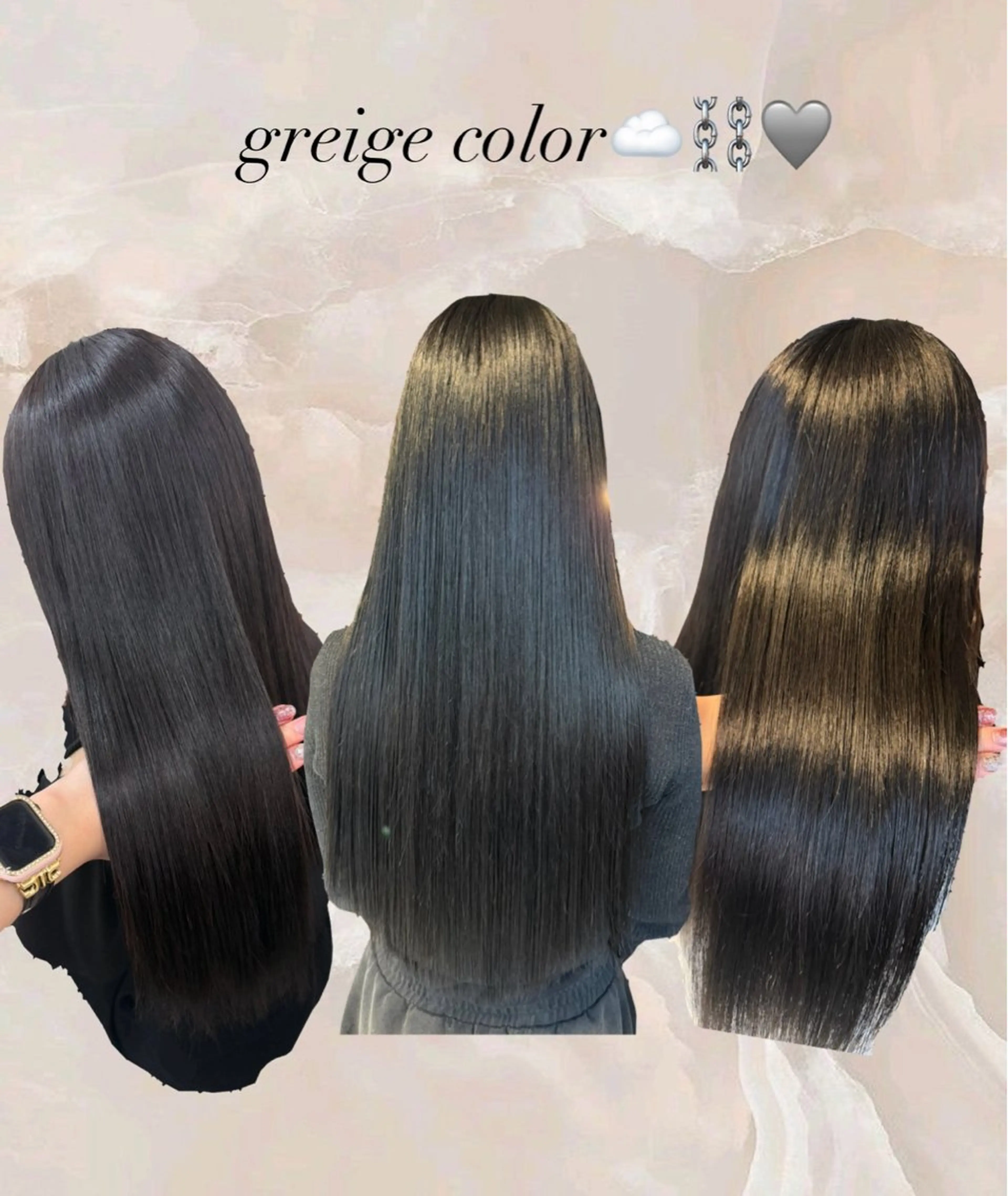 ロング カラー アッシュ アッシュグレー アッシュグレージュ グレージュ トリートメント ヘアカラー トリートメント 🏹あみ🏹艶髪 /オリーブカラー‪のヘアスタイル