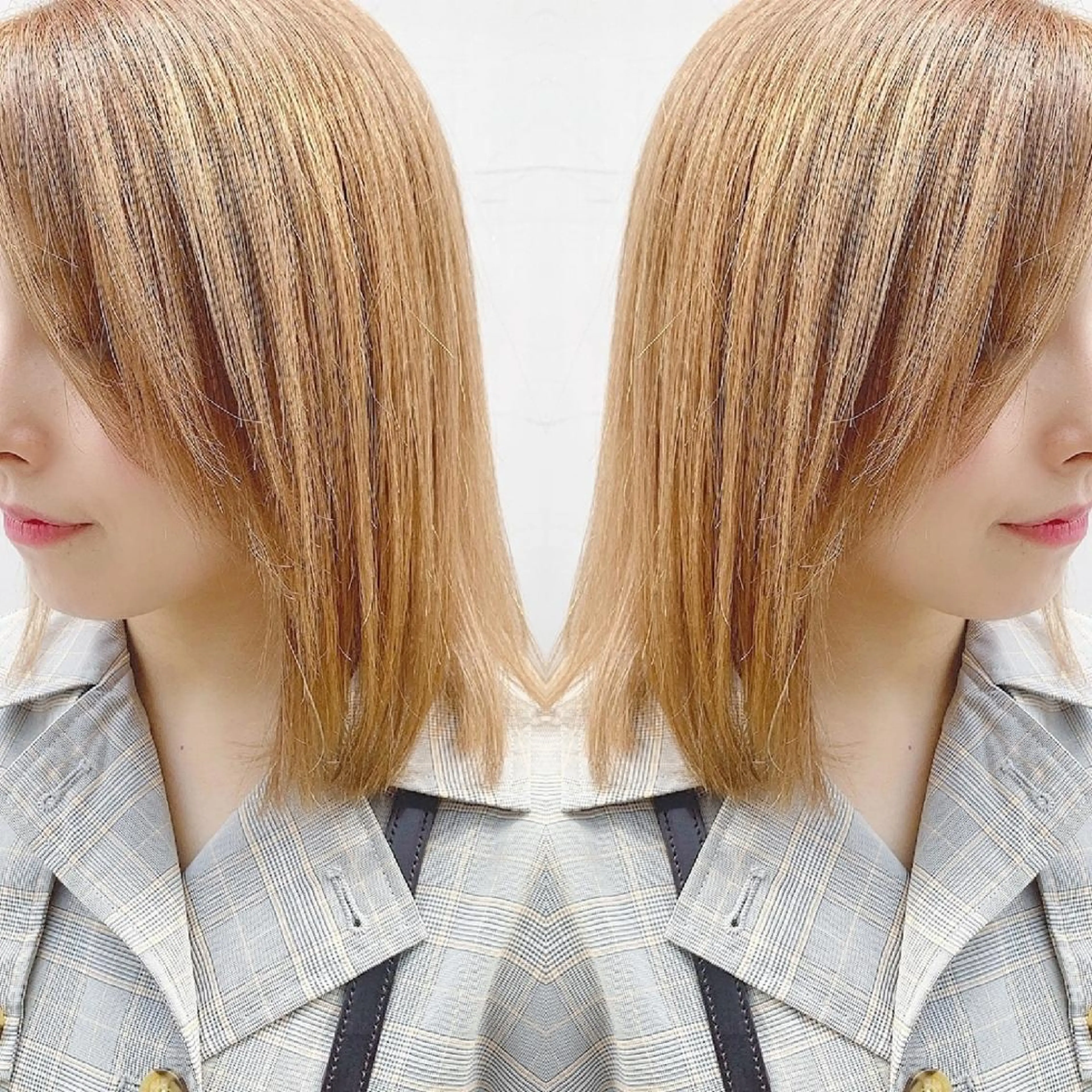 セミロング カラー ヘアアレンジ ブリーチ カット ヘアカラー 竹内啓太 ボブのヘアスタイル