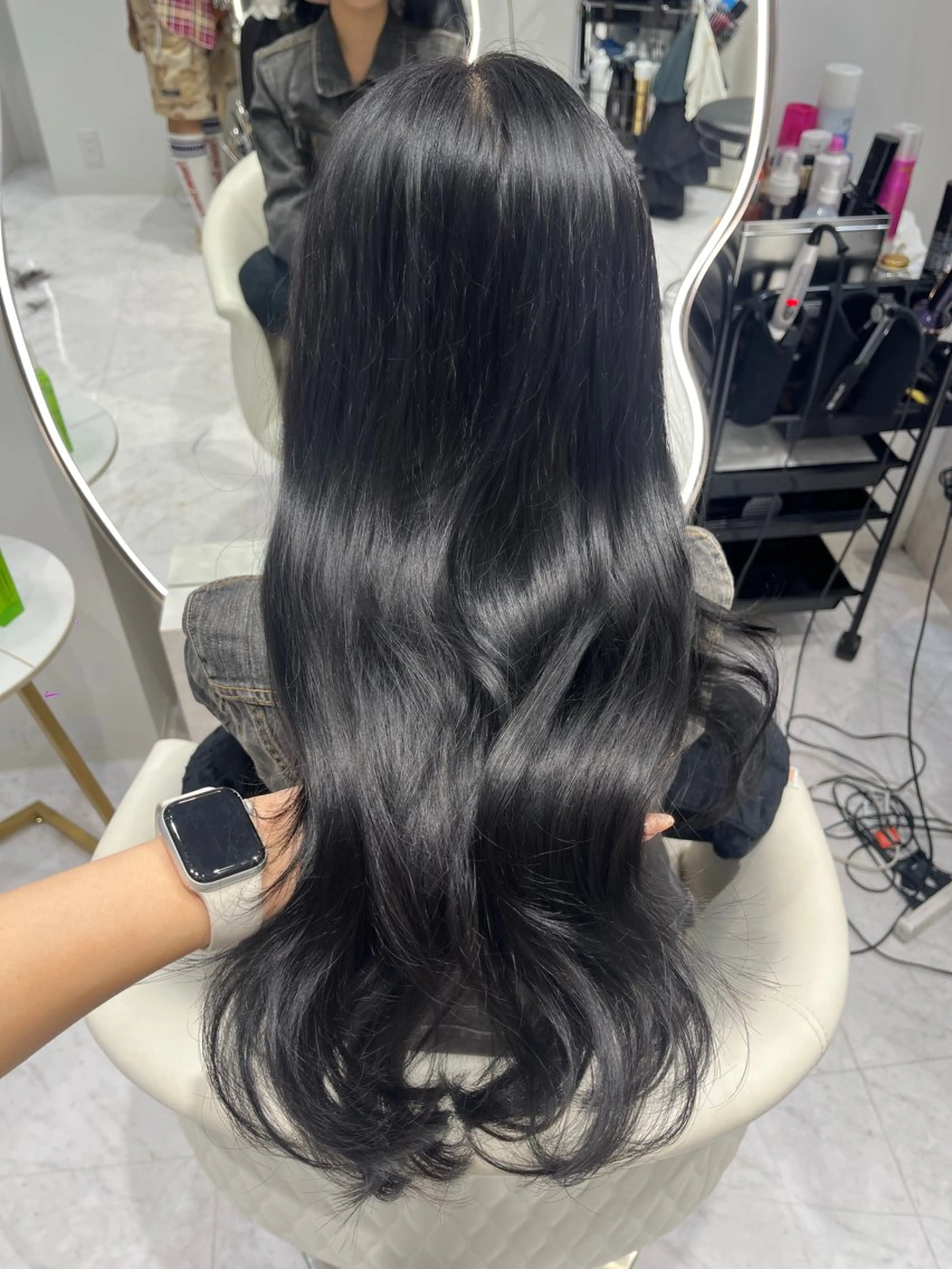 ロング カラー 黒髪 グレーブラック ヘアカラー トリートメント 名古屋/透明感カラー /韓国ヘア/高木梨帆のヘアスタイル