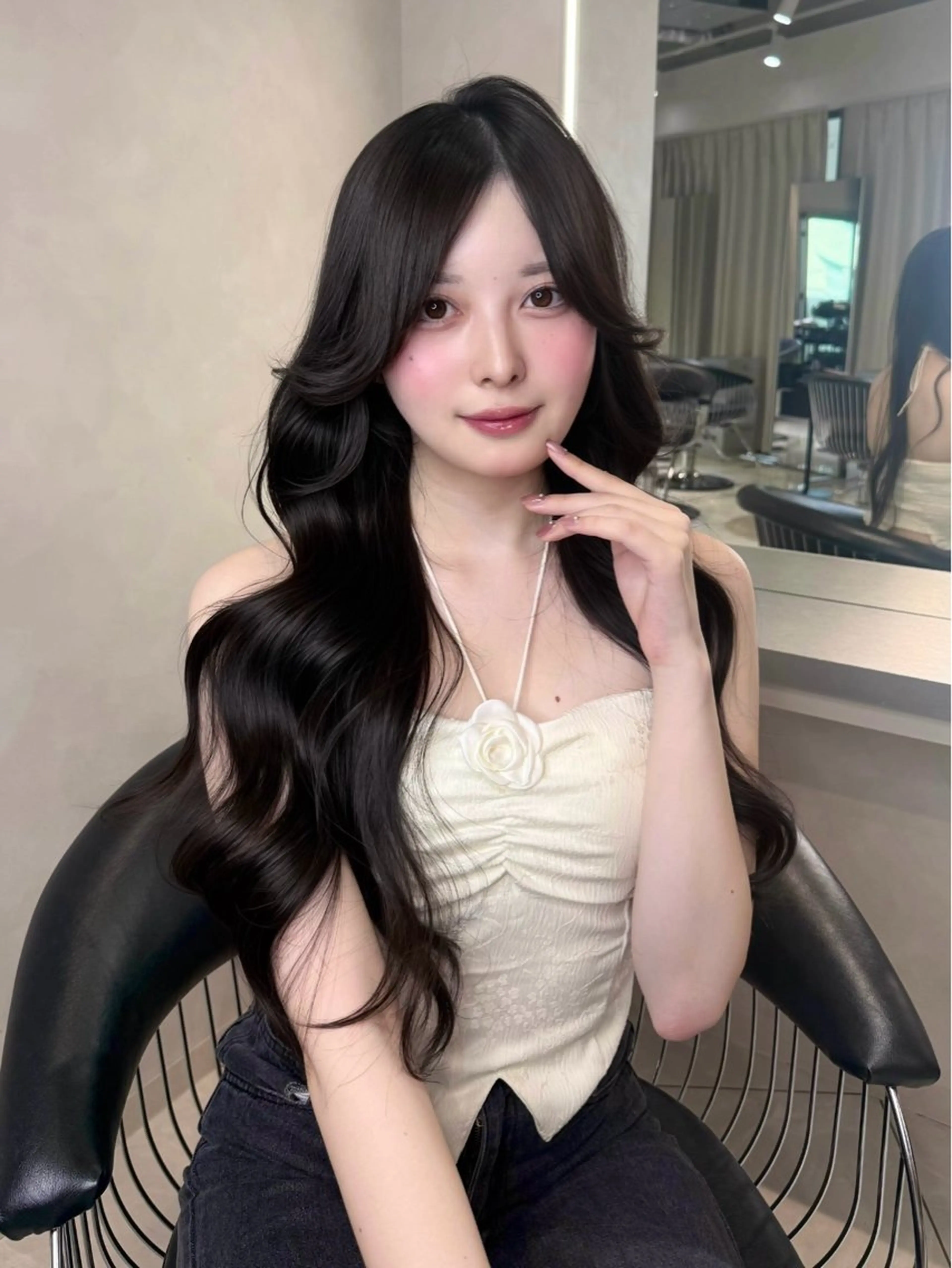 ロング カラー ケアカラー ダークグレー 髪質改善 トリートメント カット ヘアカラー トリートメント 韓国ヘア×艶髪🎀 池袋/Rina🩶のヘアスタイル