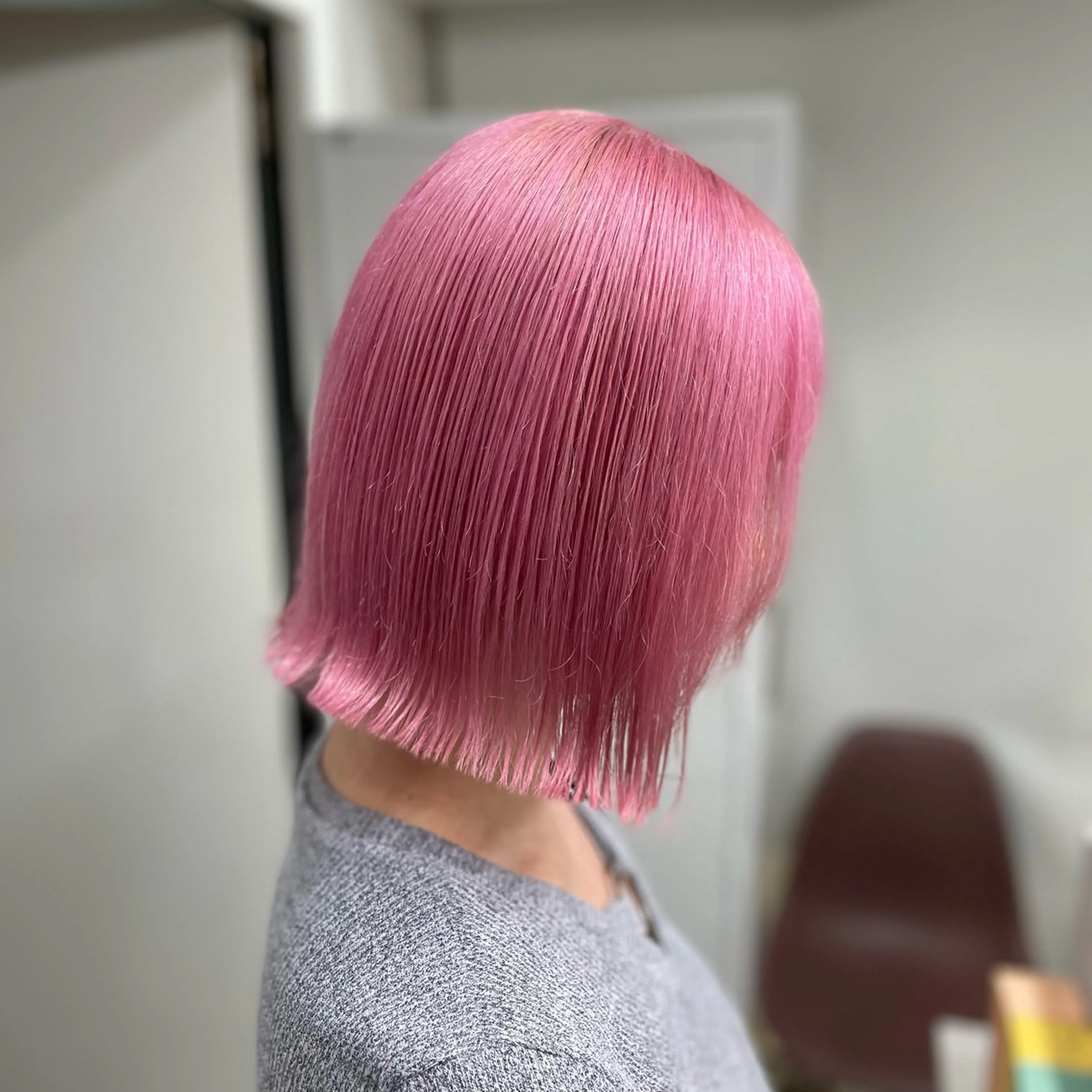 ミディアム 切りっぱなしボブ ボブ カット ヘアカラー トリートメント 🌟ハイトーン/ボブ /RYOJU🌟のヘアスタイル