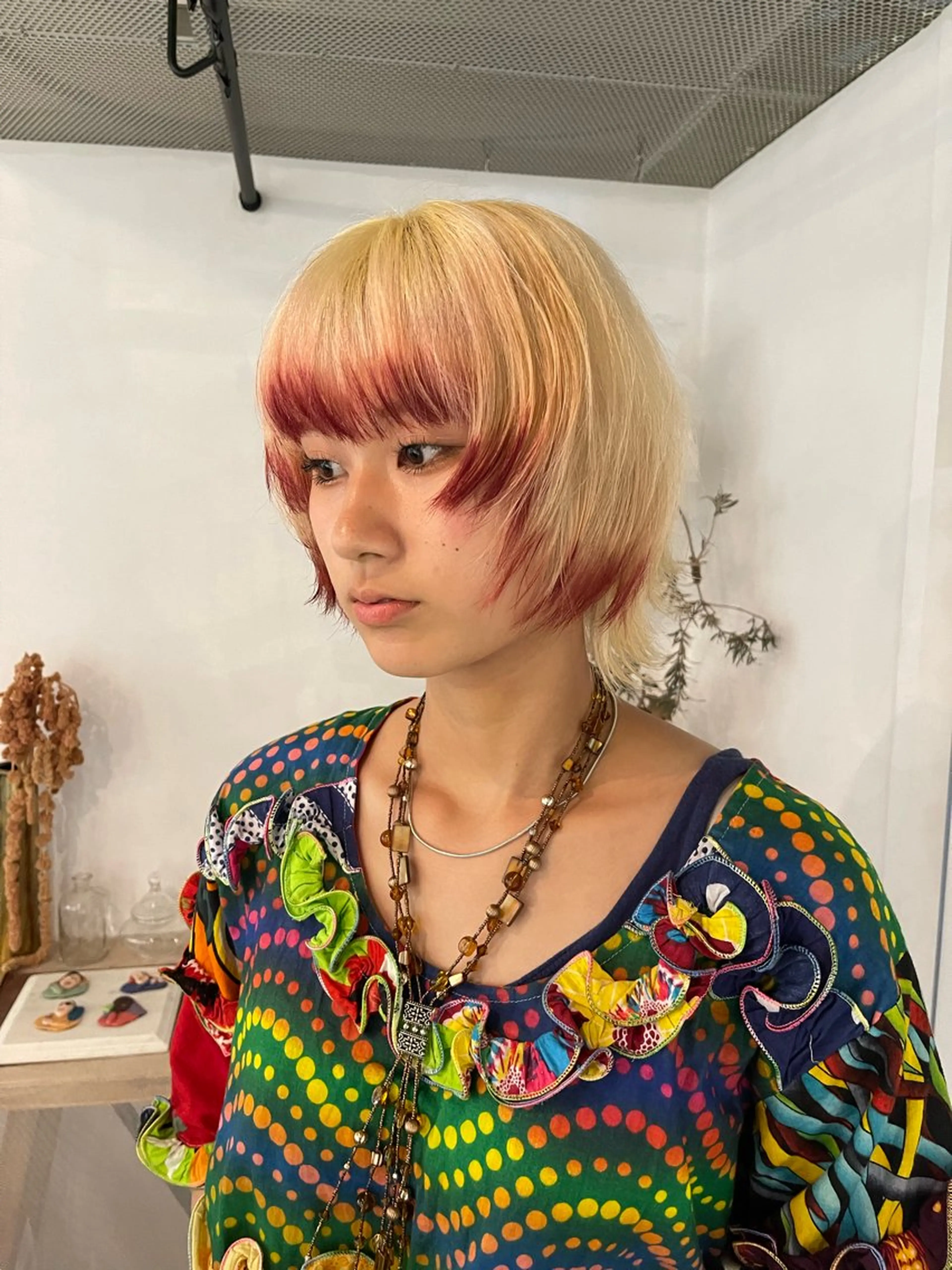 ショート カラー メンズ レッドカラー 顔周りカット ヘアカラー ボブ/レイヤー /河内温太のヘアスタイル