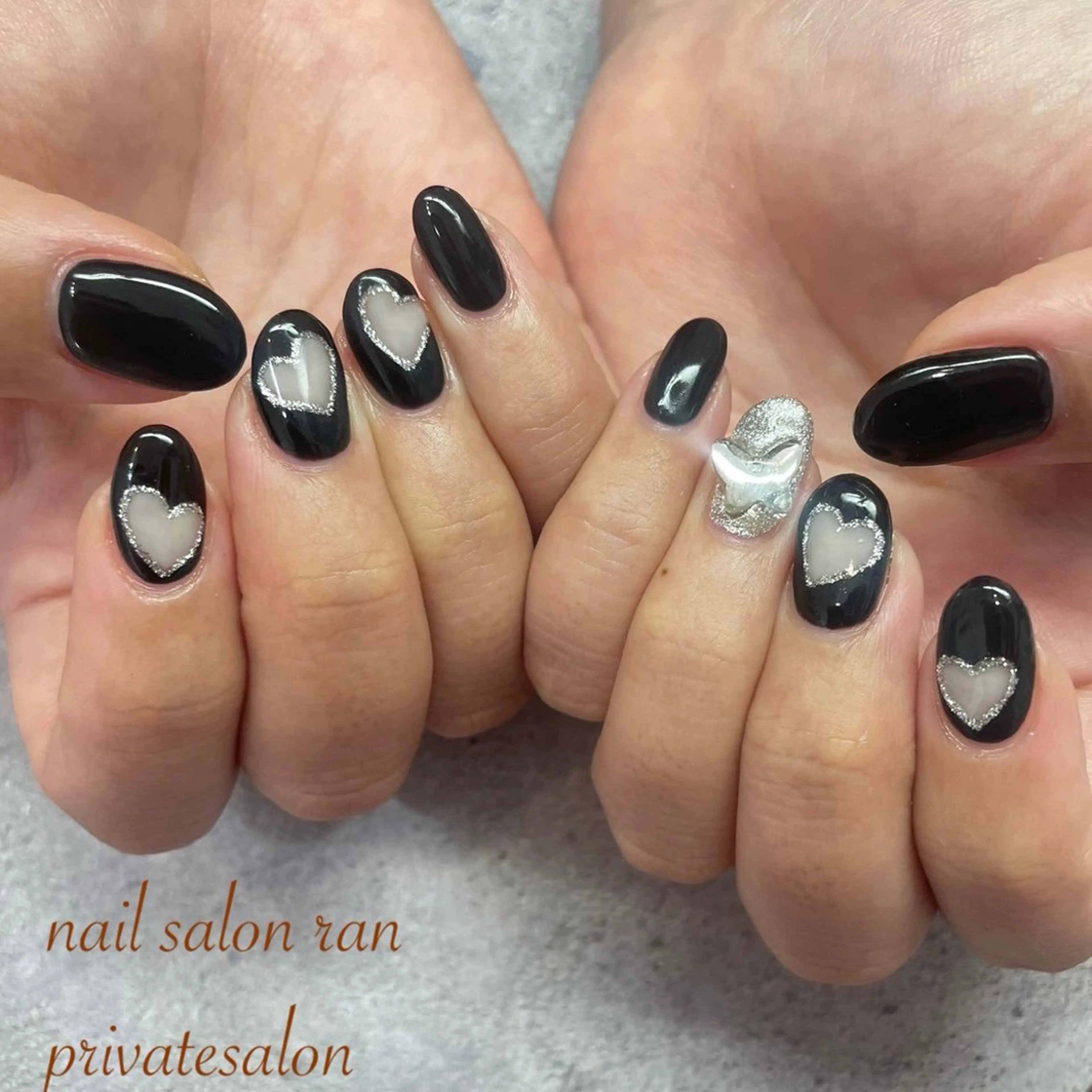 ネイル アートネイル クリアネイル ハート ハンドネイル ハンドケア nailsalon ranのネイルデザイン